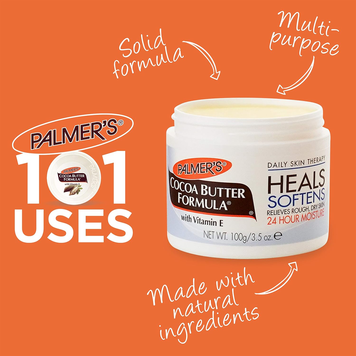 Palmer's Solid Body Lotion, Cocoa Butter Formula with Vitamin E (7.25 Oz) | Body Moisturizer with Vitamin E for Extremely Dry Skin, Softens and Soothes, Helps Smooth Marks, Tone Skin, 48 Hour Moisture