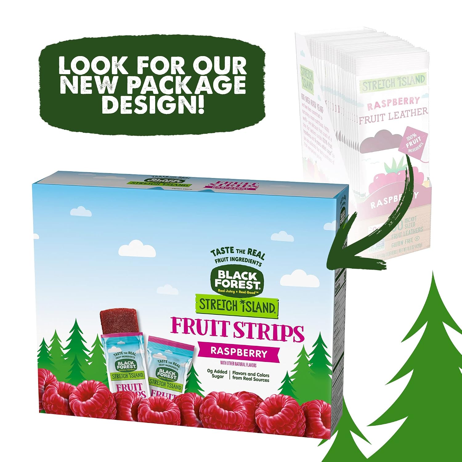 Black Forest, Stretch Island, Fruit Strips, Cherry, Apple, Raspberry, Grape, Strawberry, and Apricot, Zero Grams Added Sugar Non-GMO, 48 ct