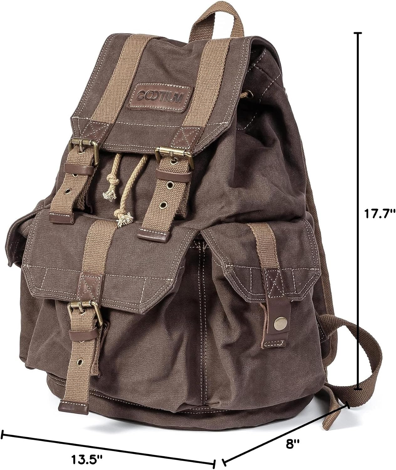 GOOTIUM 21101AMG Specially High Density Thick Canvas Backpack Rucksack, Field Tan, Large