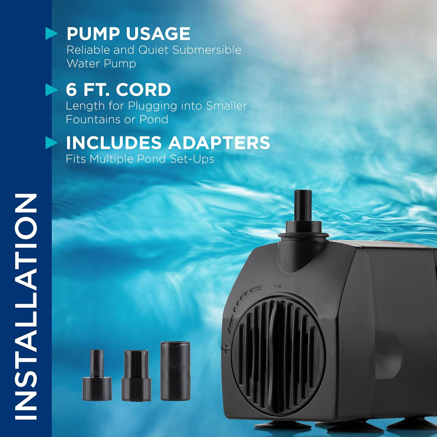 Alpine Corporation Outdoor Decor Power Head Pump for Small to Medium Fountains, Statuary, and Birdbaths with Moving Water