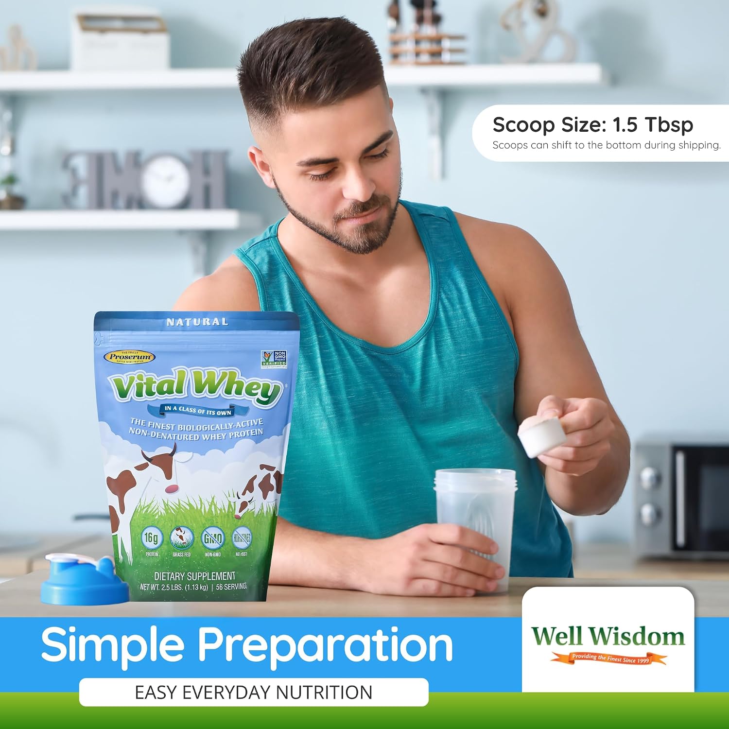 Vanilla Grass-Fed Whey Protein Powder, Immune Vitality, Recovery, 600g | 15g protein & 3.5g BCAAs per scoop | Just 5 clean ingredients | Monk fruit sweetened | Tested for heavy metals & purity