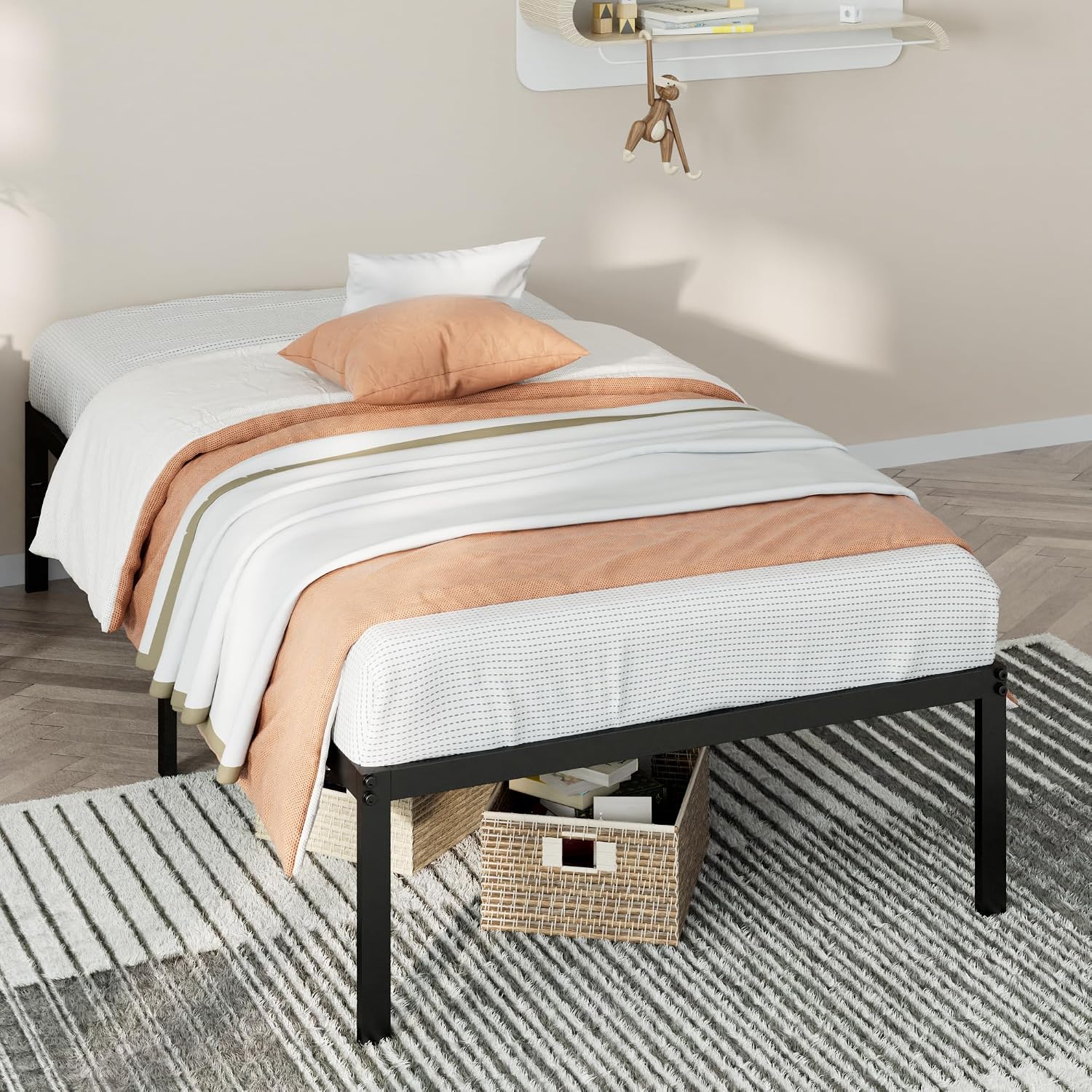 ZINUS Van 16 Inch Metal Platform Bed Frame / Steel Slat Support / No Box Spring Needed / Easy Assembly, Full