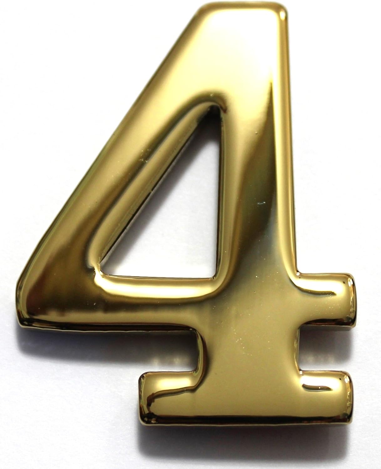 2" Solid Brass Mailbox Number #4 / Better Box Mailboxes Two Inch Tall Numbers with 3M Peel and Stick Auto Grade Adhesive - Clear Coat Sealed
