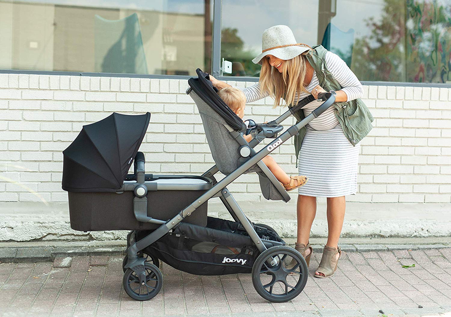 Joovy Qool Stroller, Customizable Stroller, Single, Double, Triple, Grey Melange