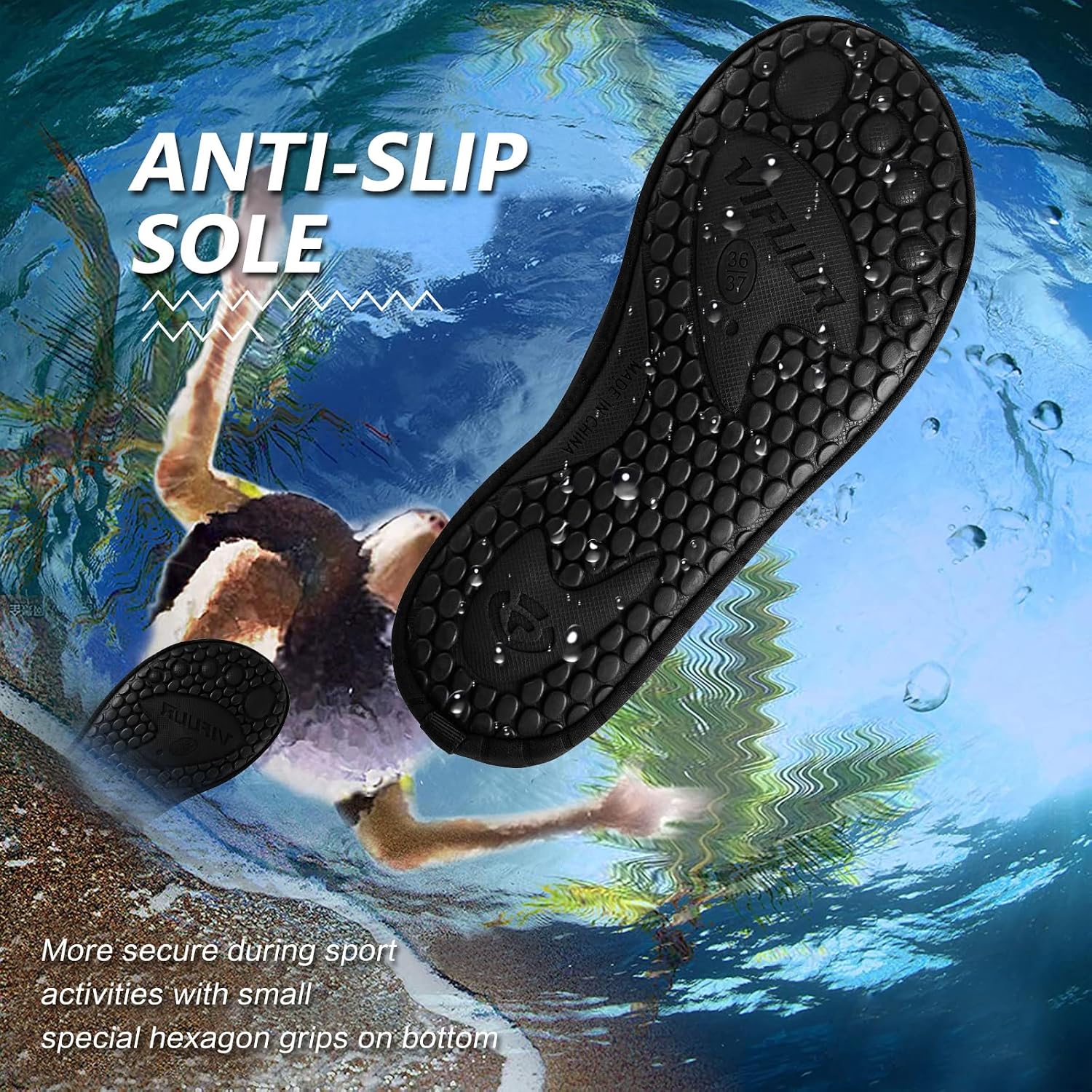 VIFUUR Water Shoes for Men Women Barefoot Quick Dry Aqua Socks Slip On | Lightweight, Breathable Upper, Flexible Sole, Drainage Design, Easy Slip-On Fit for Water Activities