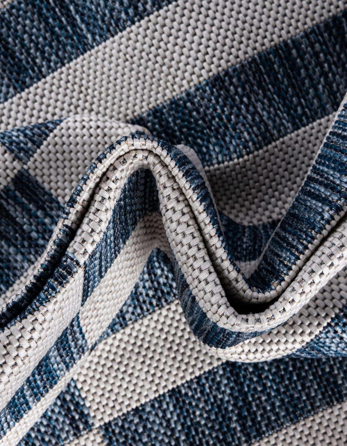 Unique Loom Outdoor Striped Collection Area Rug - Striped (7' 1" x 10' Rectangle, Taupe/Ivory)