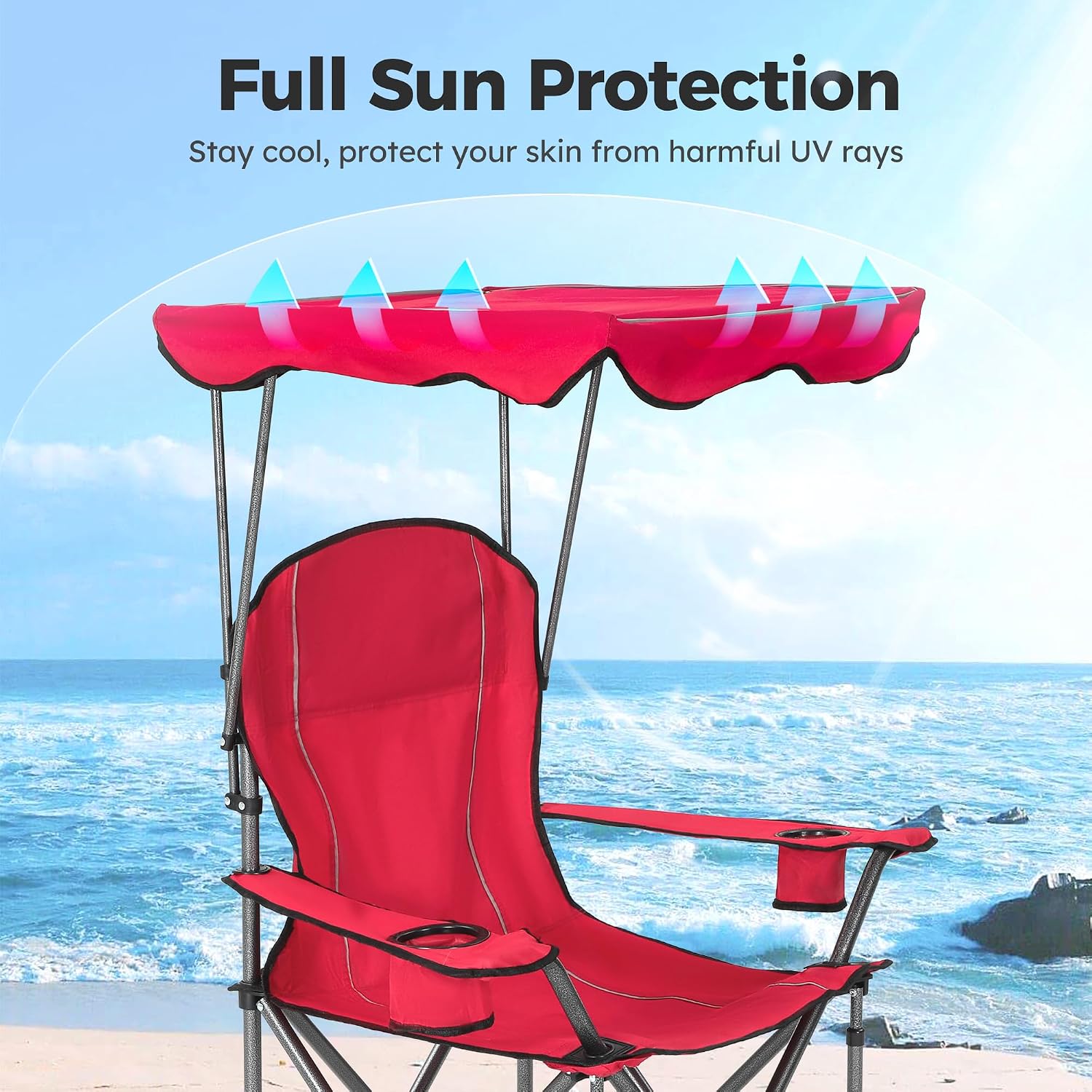 ALPHA CAMP Heavy Duty Canopy Camping Chairs with Adjustable Sunshade | Heavy duty 400 LBS, Steel Frame, Sturdy, Ergonomic,600D Oxford fabric ,Phone holder Cup holder,Carry Bag,Easy to set up