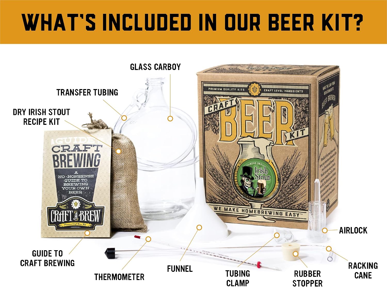 Craft A Brew - Hefeweizen - Beer Making Kit - Make Your Own Craft Beer - Complete Equipment and Supplies - Starter Home Brewing Kit - 1 Gallon