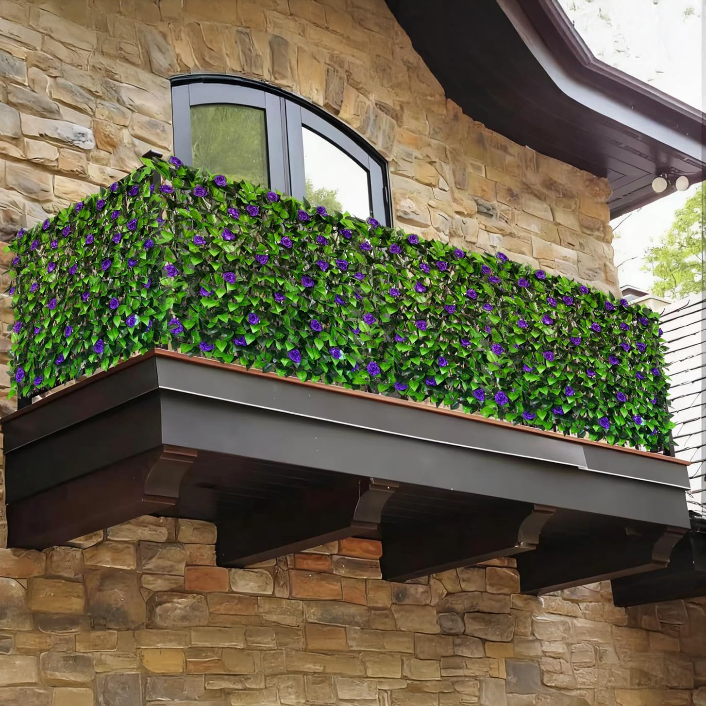 Expandable Fence Privacy Screen for Balcony Patio Outdoor,Decorative Faux Ivy Fencing Panel,Artificial Hedges (Single Sided Leaves)……