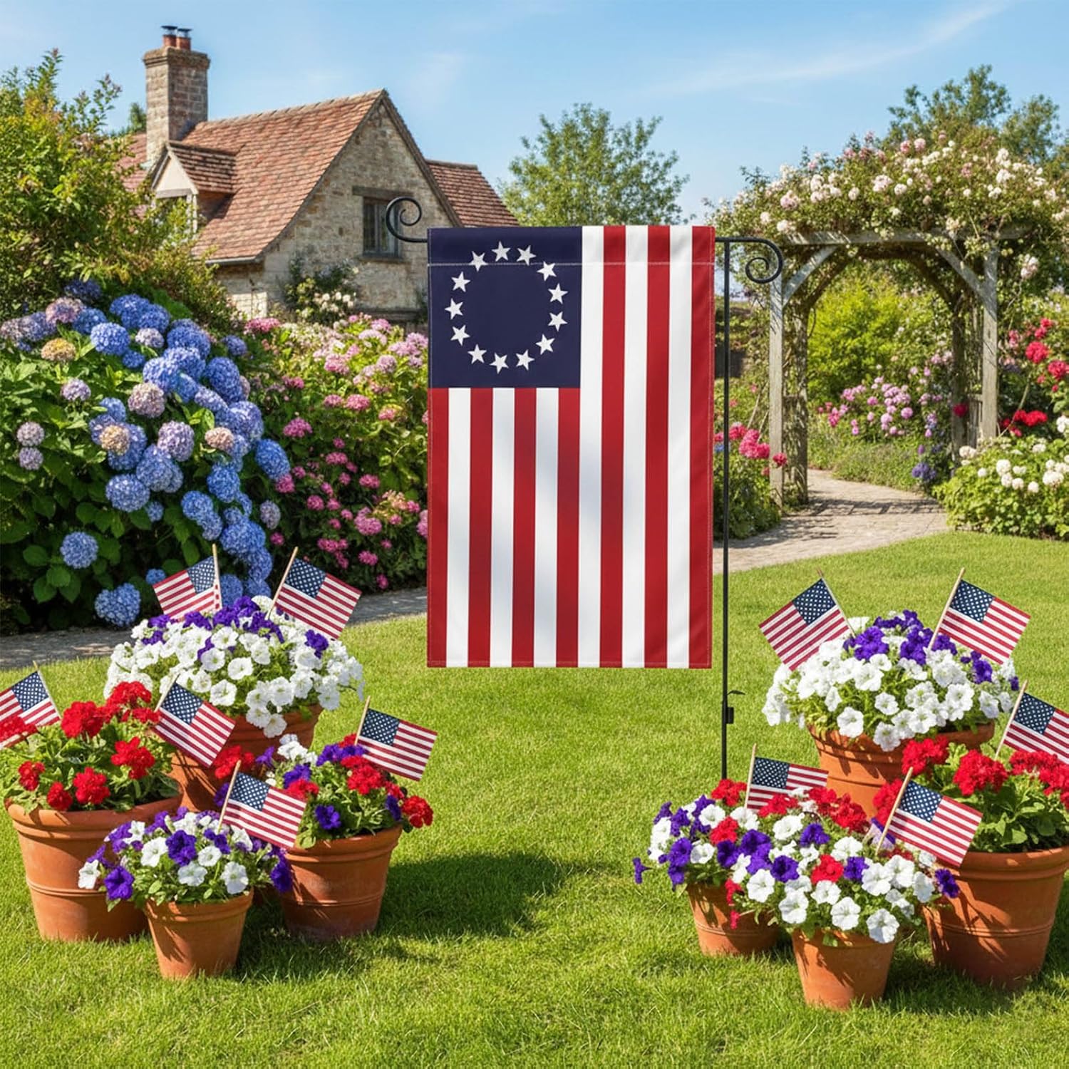American Flag USA Garden Flag 12 x 18 - Patriotic Double Sided Small Flags for Yard