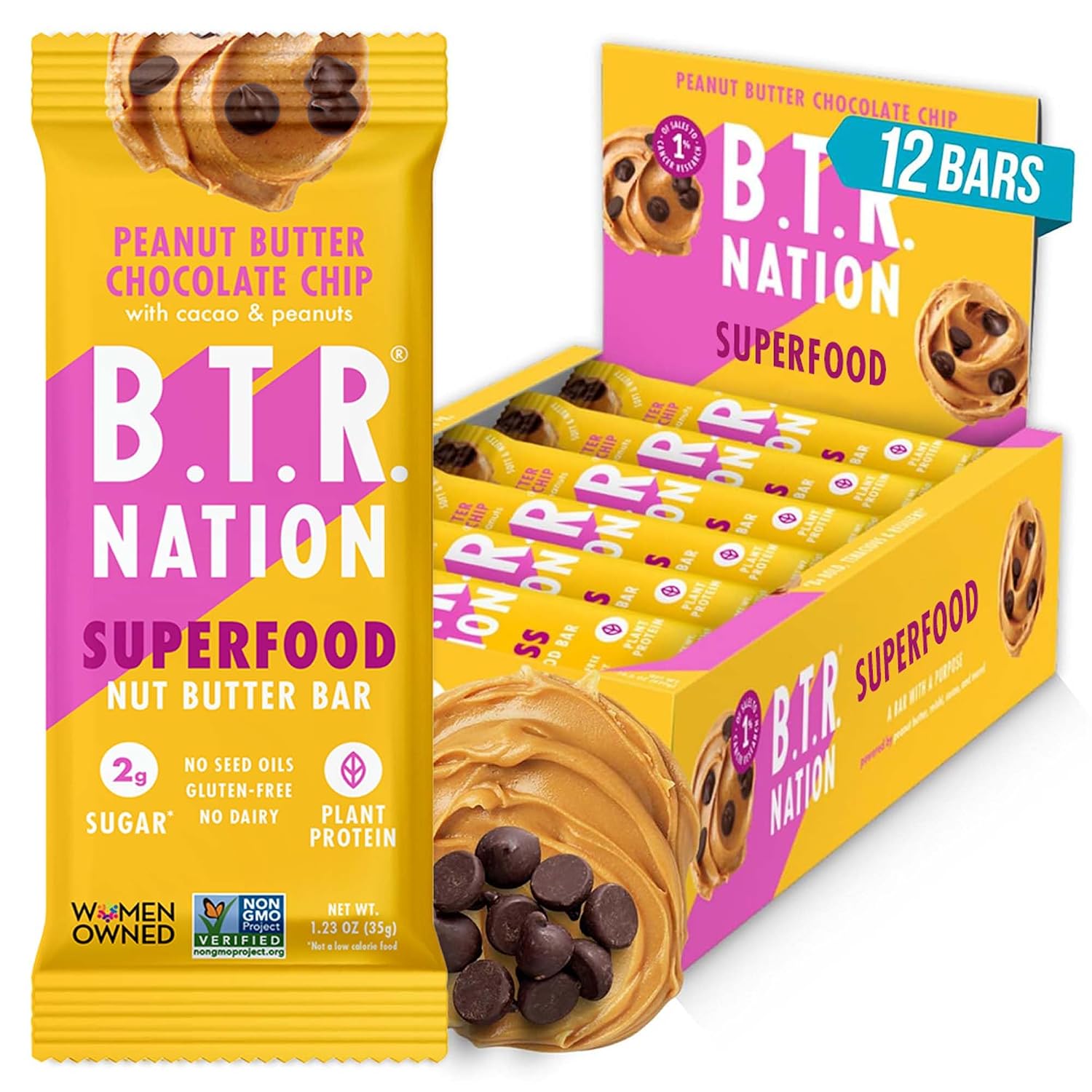 B.T.R Nation - Superfood Protein Bar Dark Chocolate - Vegan - 12 Bars