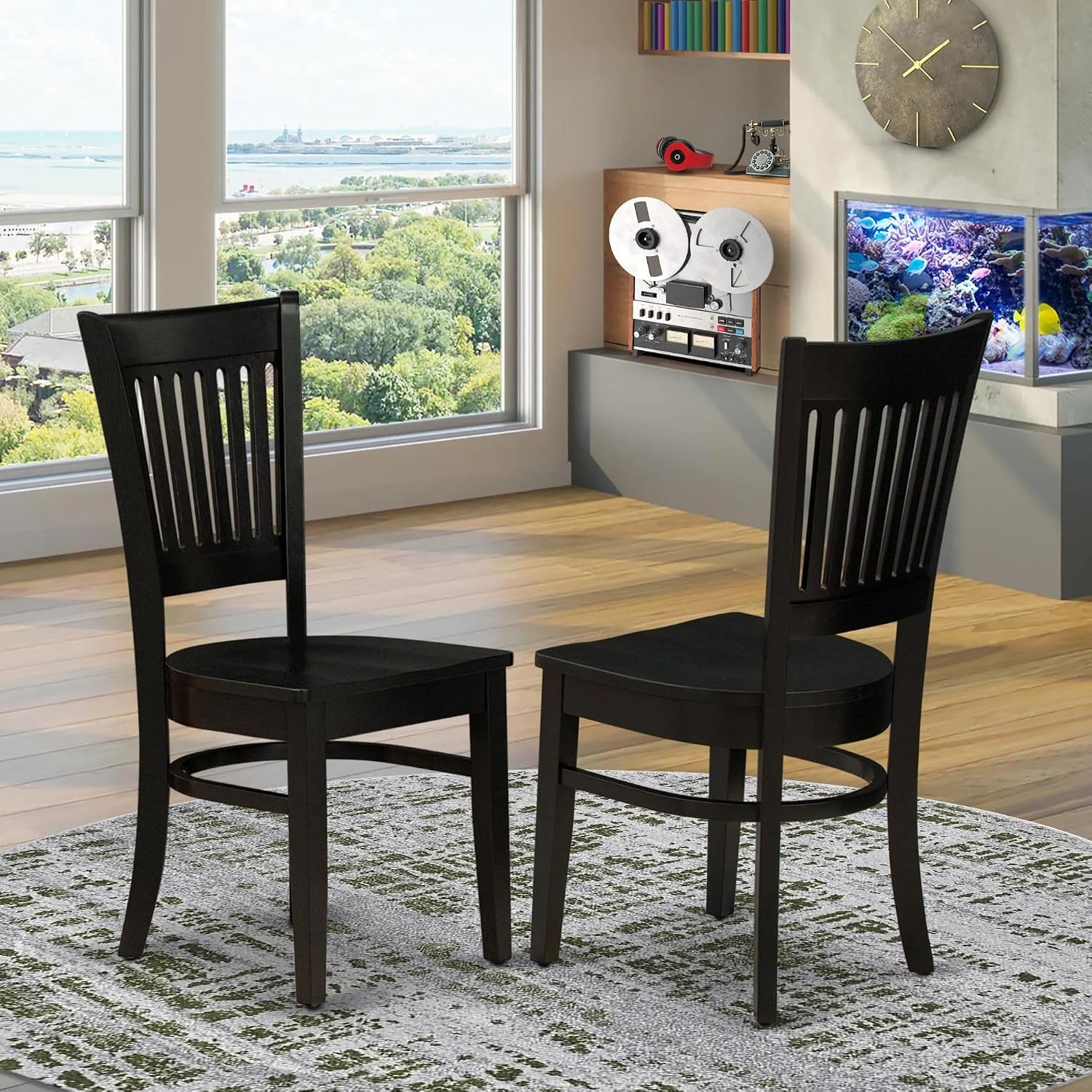 East West Furniture VAC-ESP-W Vancouver Kitchen Dining Chairs - Slat Back Wood Seat Chairs, Set of 2, Espresso
