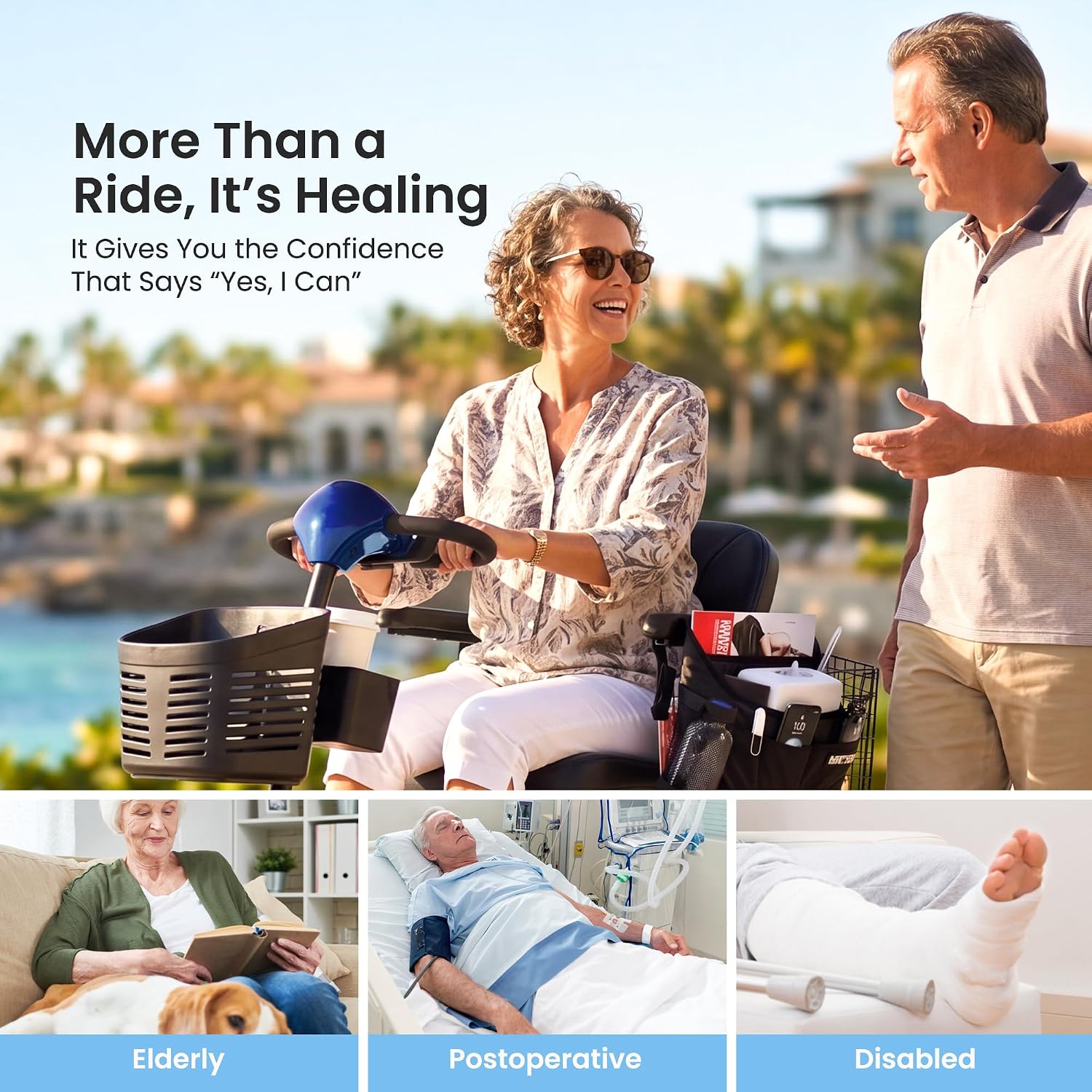 MetroMobility 15-25Miles 330lbs Electric Mobility Scooters for Seniors Blue