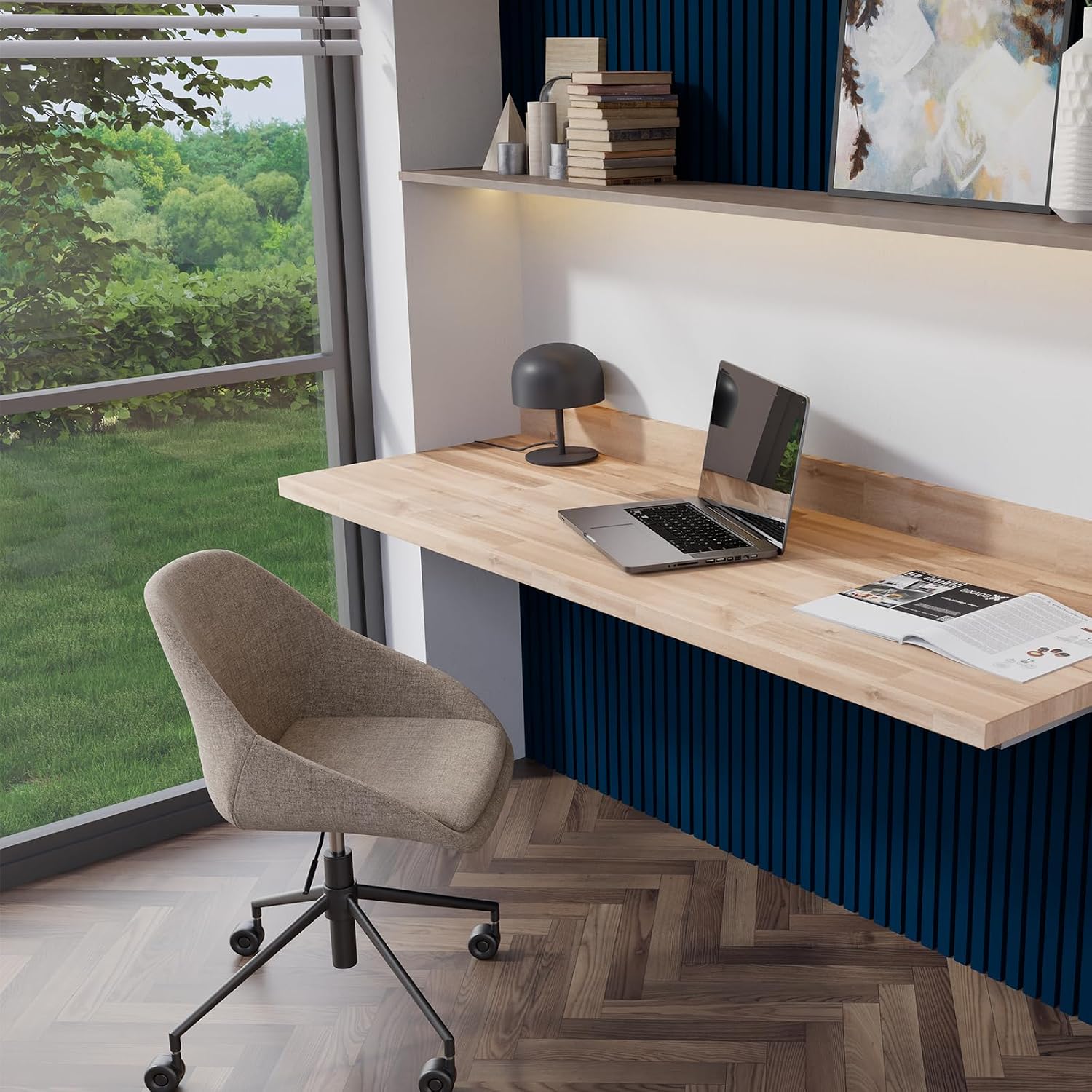 Howizz Butcher Block Countertop 48 x 25 x 1.5 - Hevea Unfinished Solid Wood Table Top, Wood Countertop for DIY Desk, Table, Workbench, Kitchen Island.