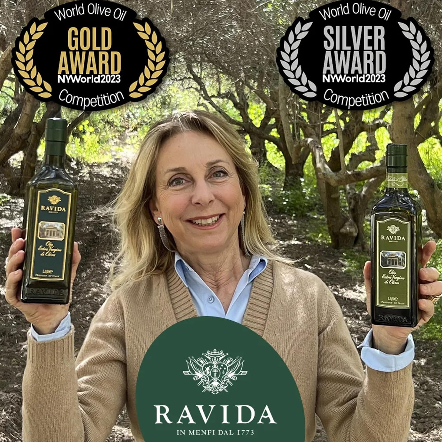 Ravida Extra Virgin Olive Oil, 25 Fl Oz– Multi Award-Winning Sicilian EVOO, Cold Extracted, Medium Fruity, Premium First Cold Pressed Olive Oil