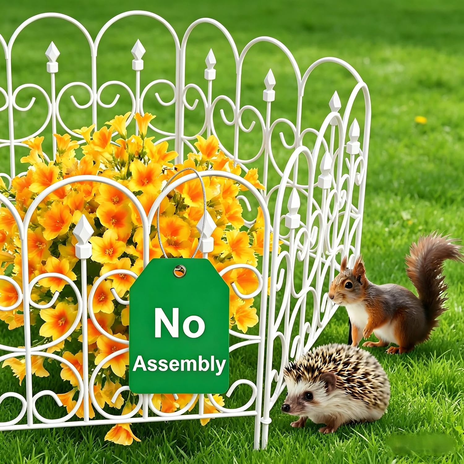 AMAGABELI GARDEN & HOME 5 Panels 32in(H)×10ft(L) Decorative Garden Fences and Borders for Dogs No Dig Rustproof Metal Fence Panels Garden Edging Border Animal Barrier Fencing for Flower Beds Black