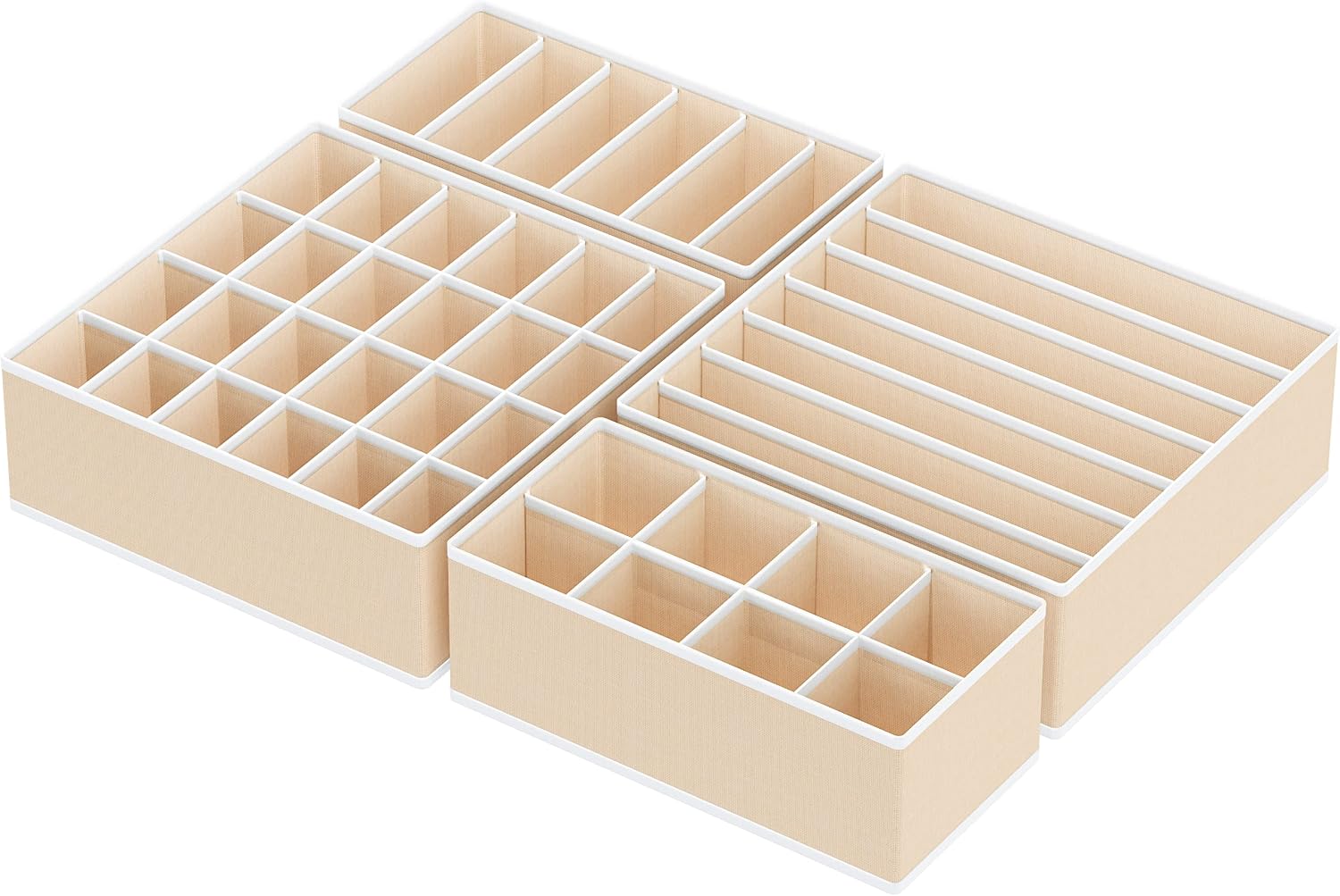 Simple Houseware 4-Pack Drawer Organizer Set for Underwear/Socks/Bra, Gray | Closet Dividers for Underwear, Socks, Bras, Scarves, Ties - Foldable Non-Woven Storage Boxes