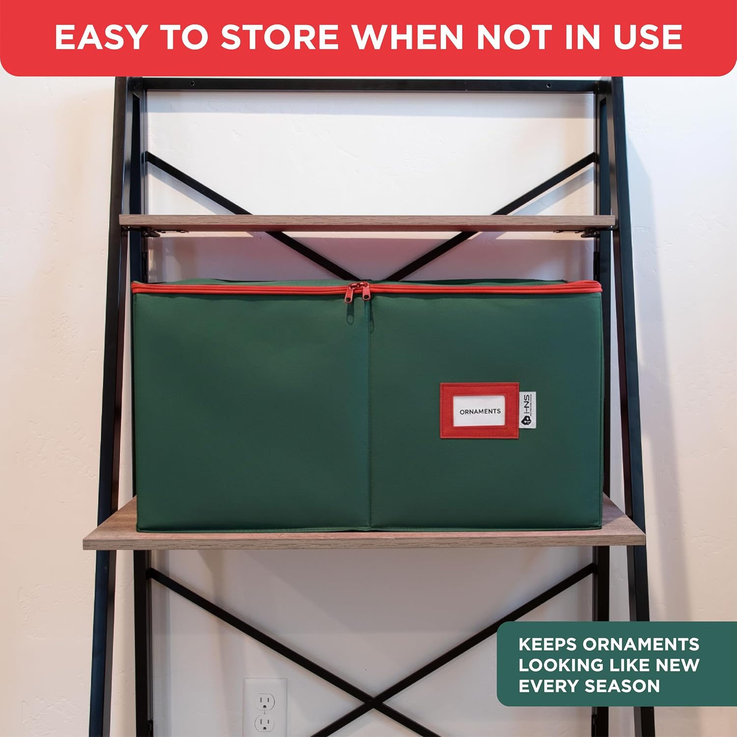 Christmas Ornament Storage Container with Dividers - Box Stores Up to 54 Ornaments, Zippered, Convenient, Adjustable