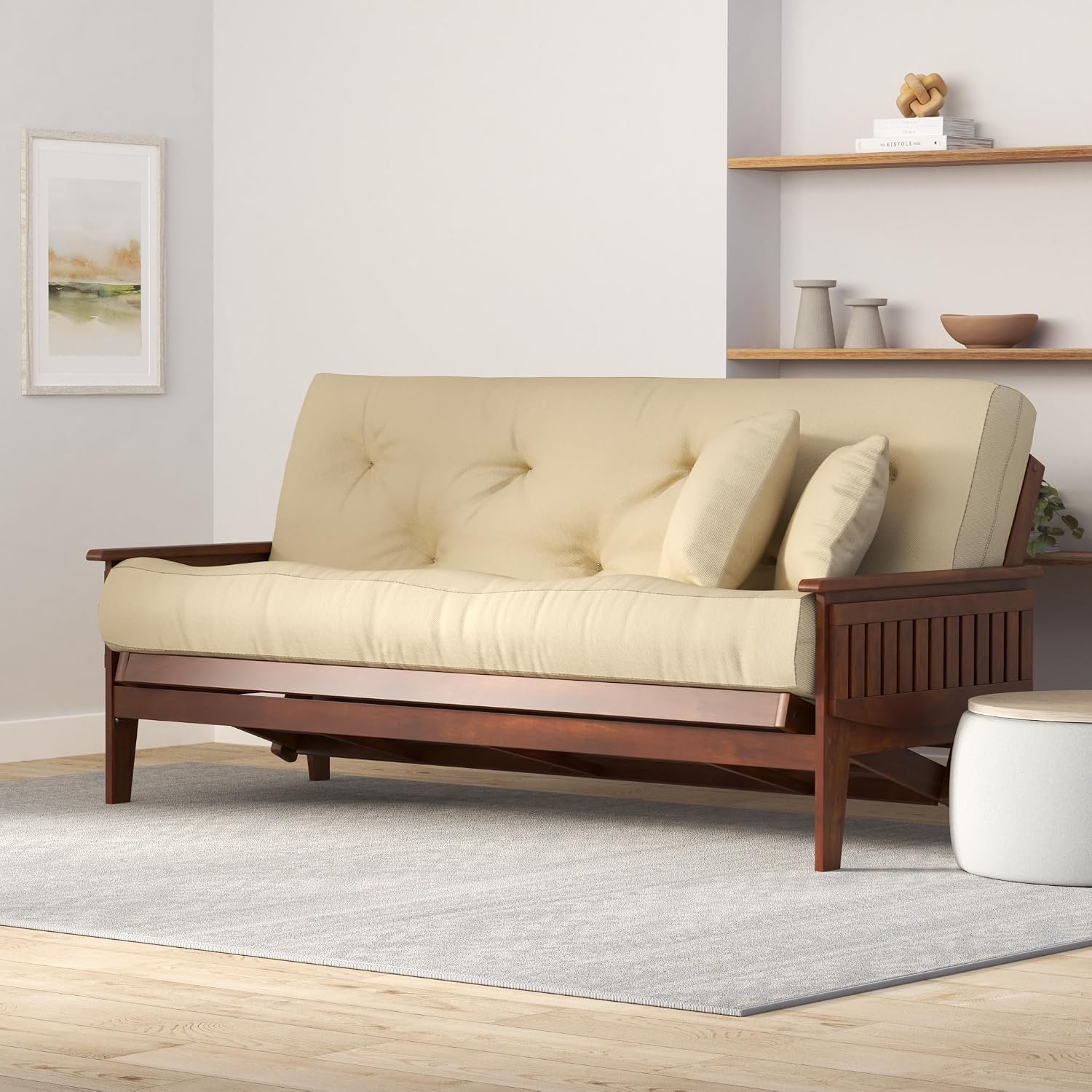 Eastridge Futon Set - Full Size, Frame, 8" Mattress, Twill Black Cover