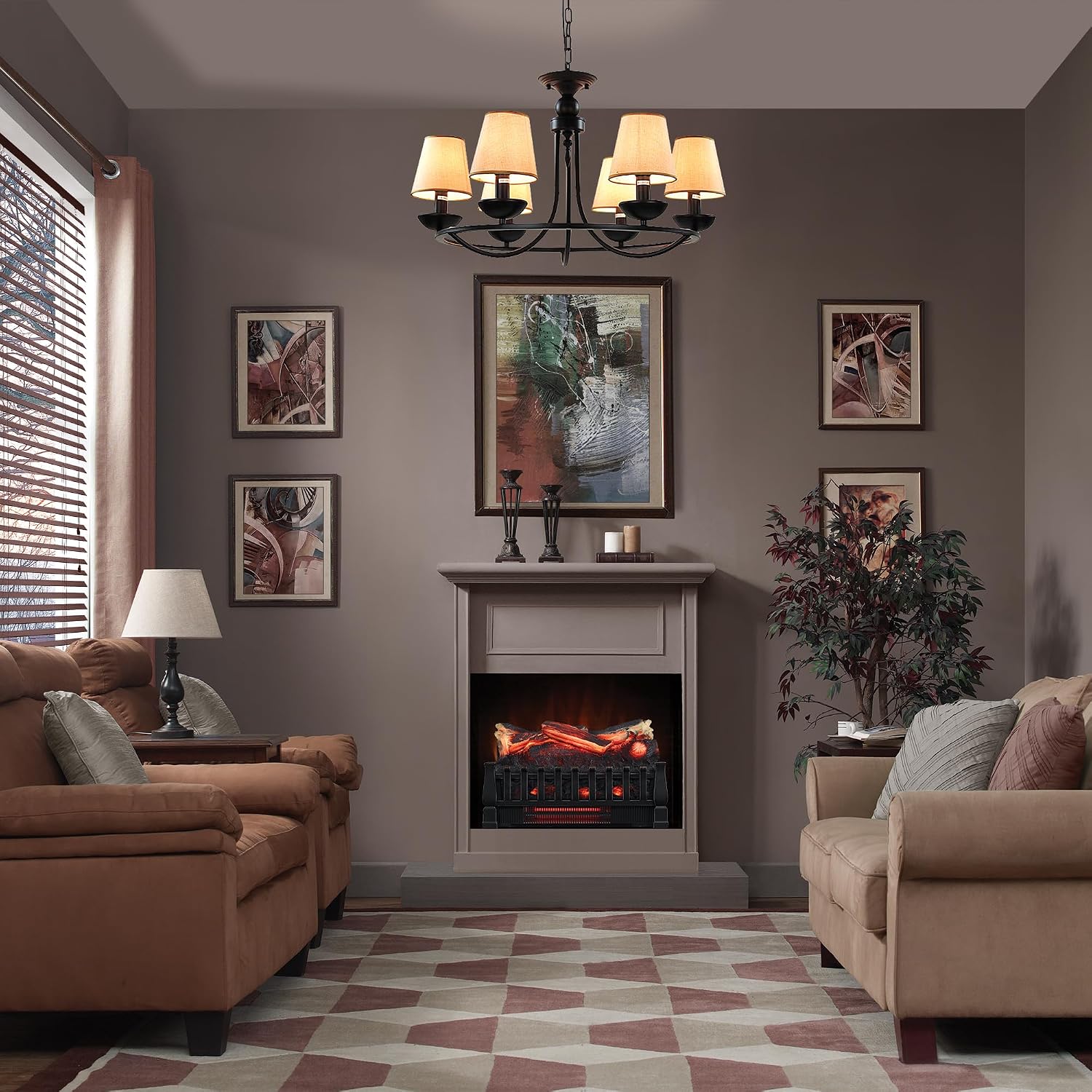 duraflame Electric Log Set 400 Sq Ft Heater, Faux Logs Insert with Lifelike Flames for Existing Fireplaces, Remote Control Included