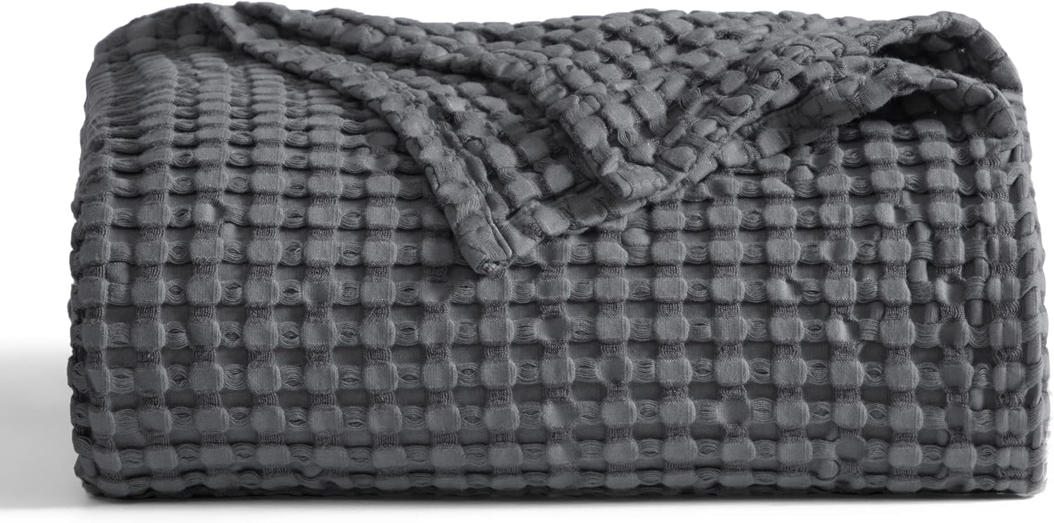 Bedsure Cooling Waffle Blanket for Hot Sleepers, Ivory, Queen, 90"x90"