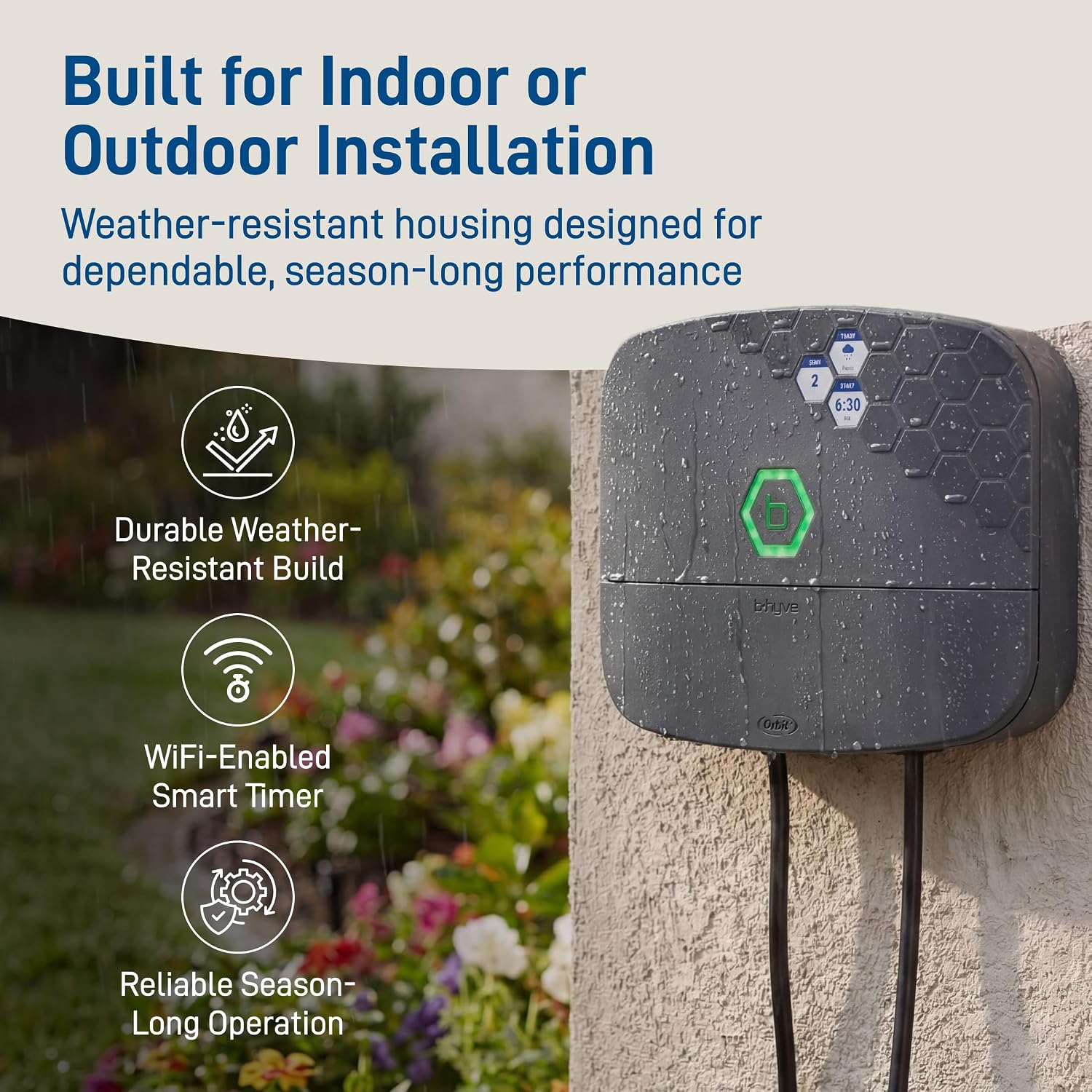 Orbit B-hyve XR Smart Sprinkler Timer - 8-Zone - WiFi-Enabled Indoor/Outdoor Irrigation Controller - App Control - Weatherproof Watering System