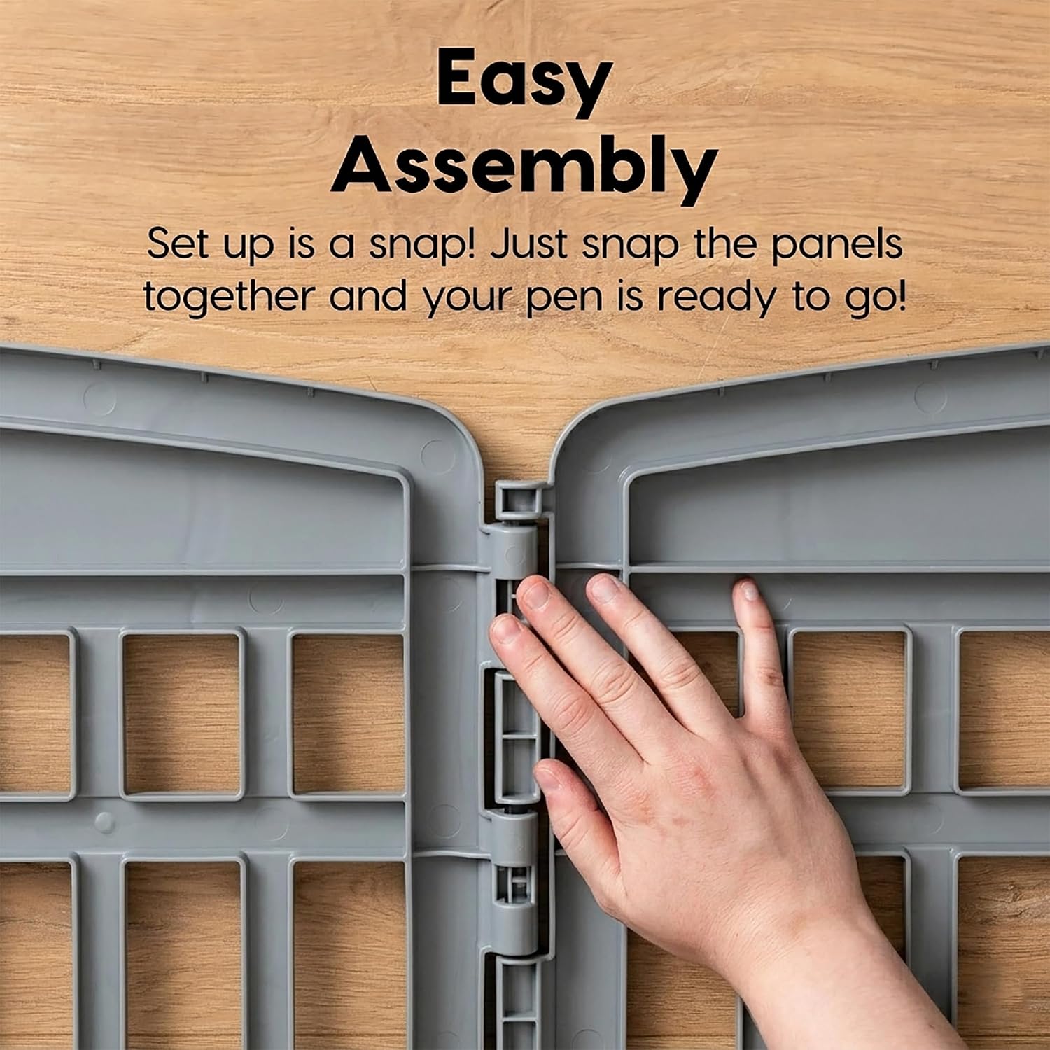 IRIS USA 4-Panel Dog Playpen, Pet Enclosure, Black | Pet Containment, Configurable Layout, Multi-Shape Setup, Custom Pen Configuration, Stable Non-Tip Base, Tool-Free Assembly