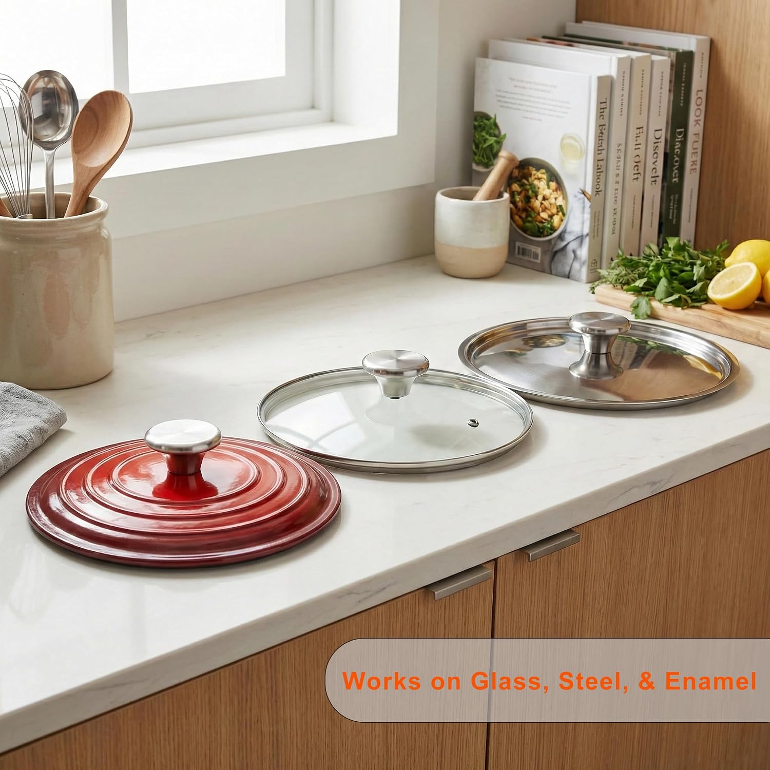 HUASAI Stainless Steel Replacement Handle compatible with Le Creuset,Aldi,Lodge, and other Enameled Cast-Iron Dutch Oven