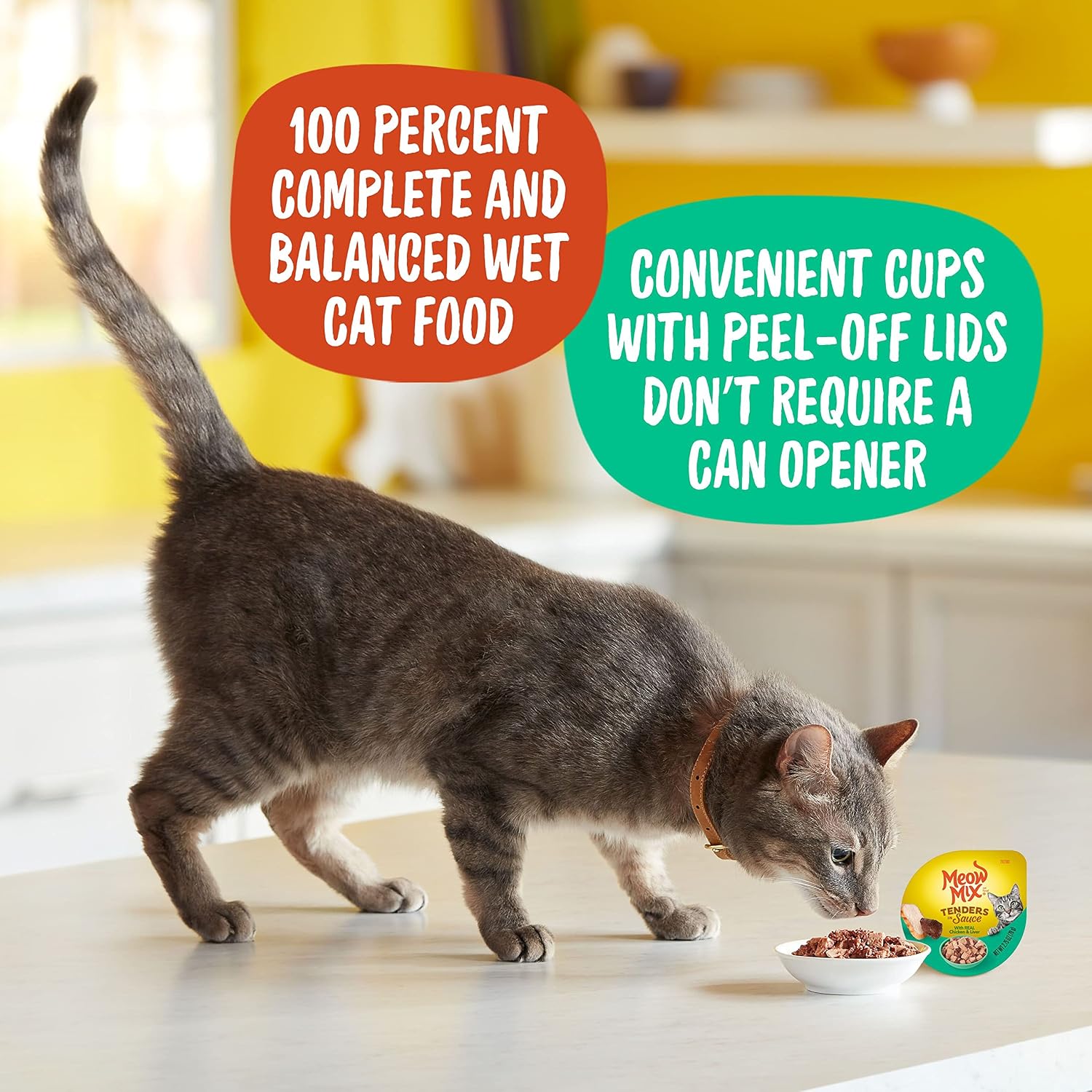 Meow Mix Tenders in Sauce, Wet Cat Food with Tuna & Whole Shrimp, 12 Cups