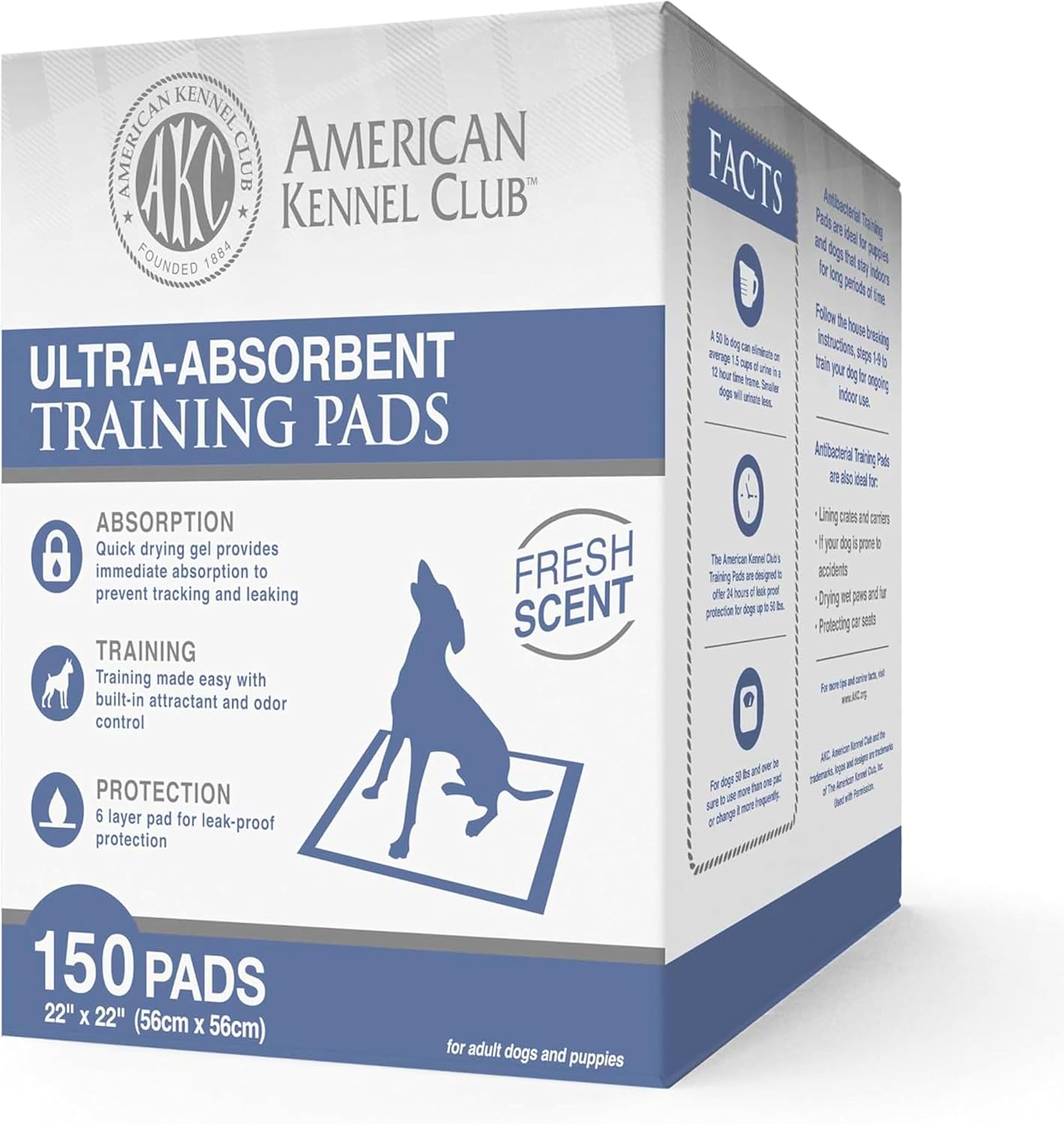AKC Puppy Training Pads, 22" x 22", Lavender Scented, 150 Count