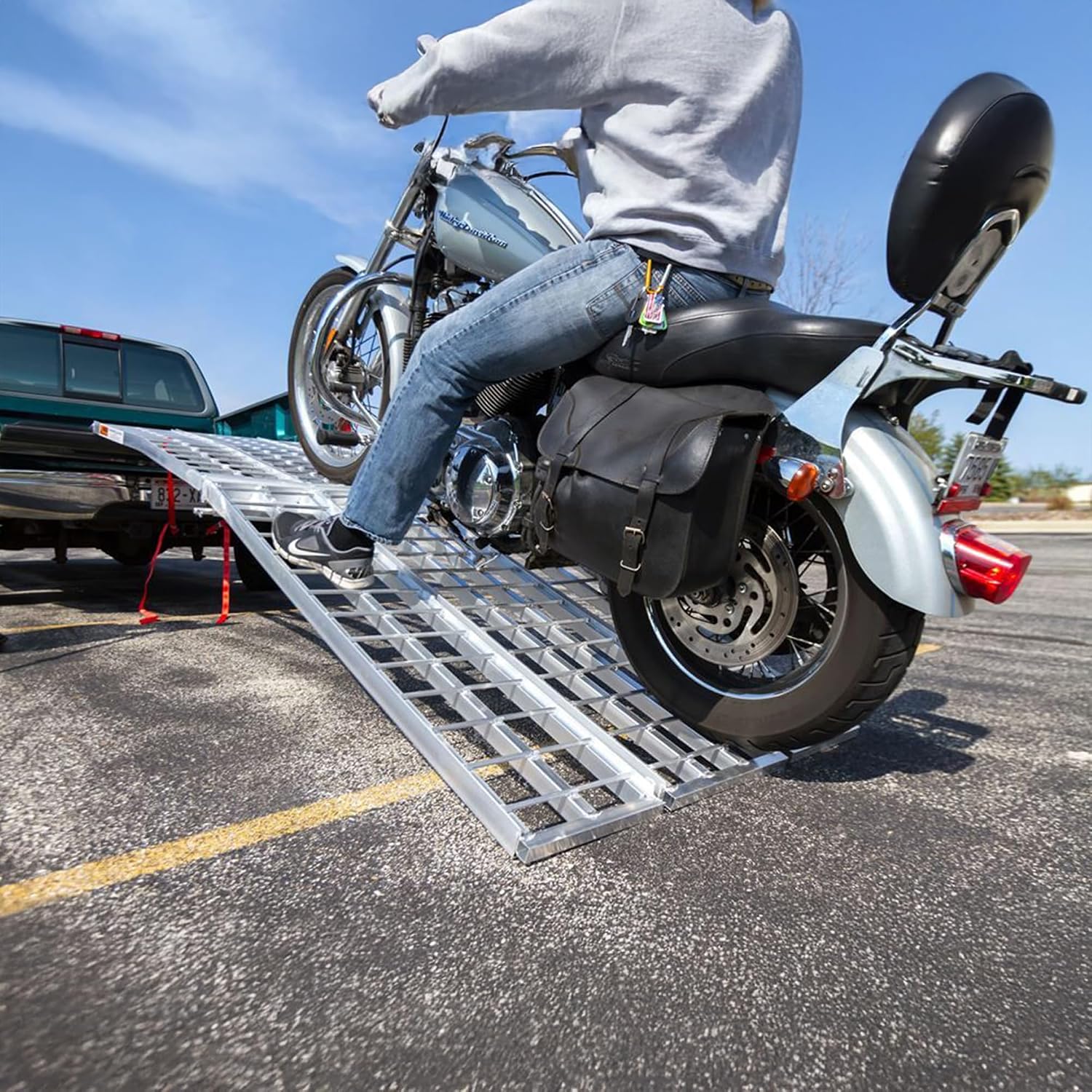 Black Widow Aluminum Folding Motorcycle Ramp for Pickup Trucks, Arched Design, 10’, Silver – Heavy-Duty Portable Automotive Loading Ramps for Truck and Trailer | Heavy-Duty Portable Automotive Ramp for Loading Motorcycles and Dirt Bikes into Truck Beds a…