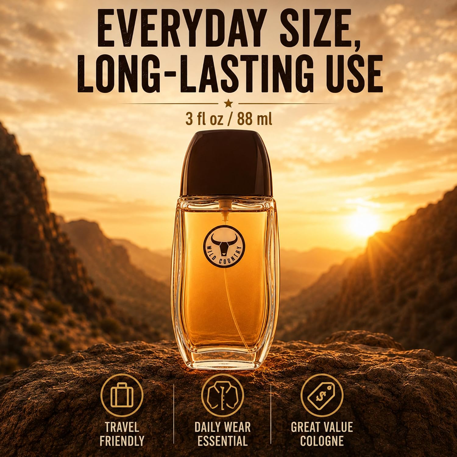 AVON Wild Country Cologne for Men - 3 oz | Long-Lasting Mens Cologne Spray with Lavender & Sandalwood. Bold, Aromatic Men's fragrances & Versatile daily wear body spray