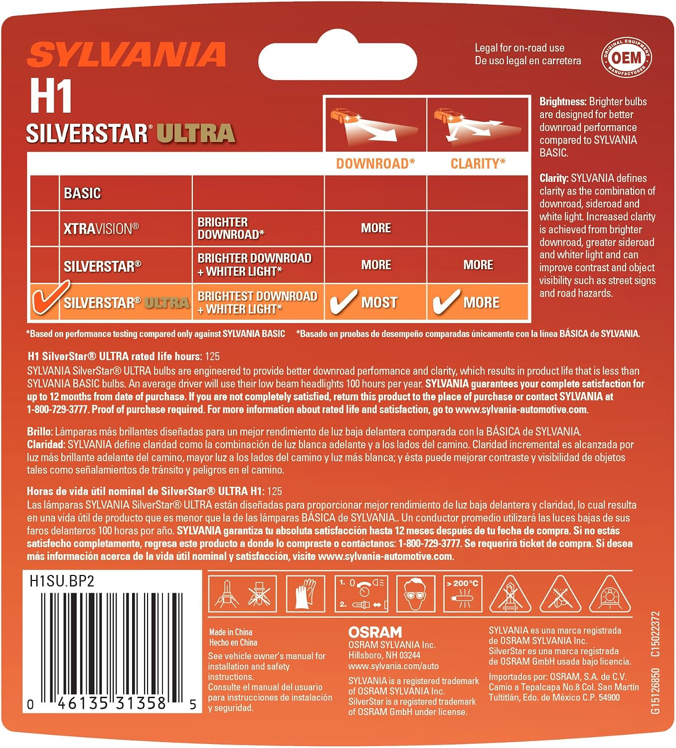 SYLVANIA - H1 SilverStar Ultra - High Performance Halogen Headlight Bulb, High Beam, Low Beam and Fog Replacement Bulb