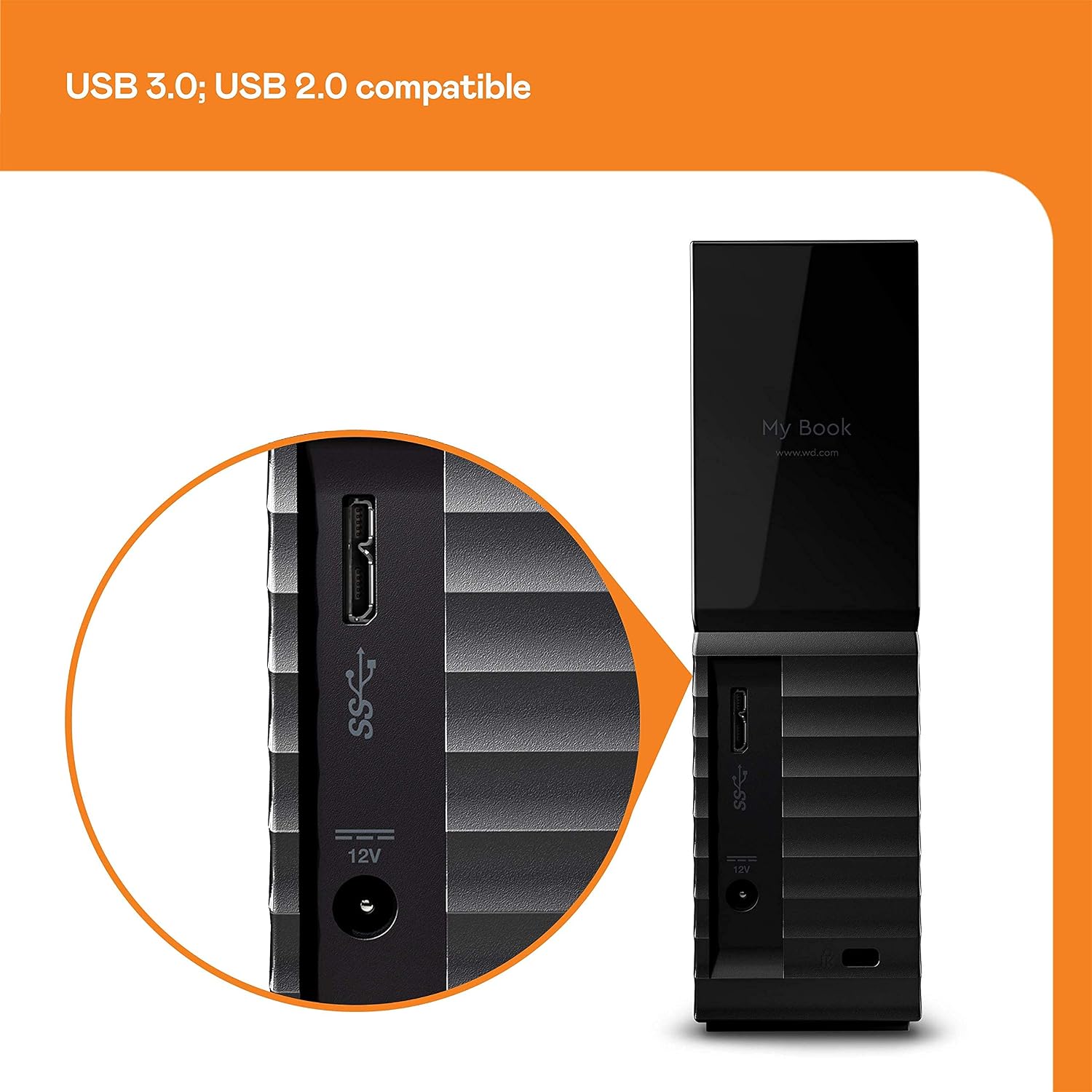 Western Digital 6TB My Book Desktop External Hard Drive, USB 3.0, External HDD with Password Protection and Auto Backup Software - WDBBGB0060HBK-NESN