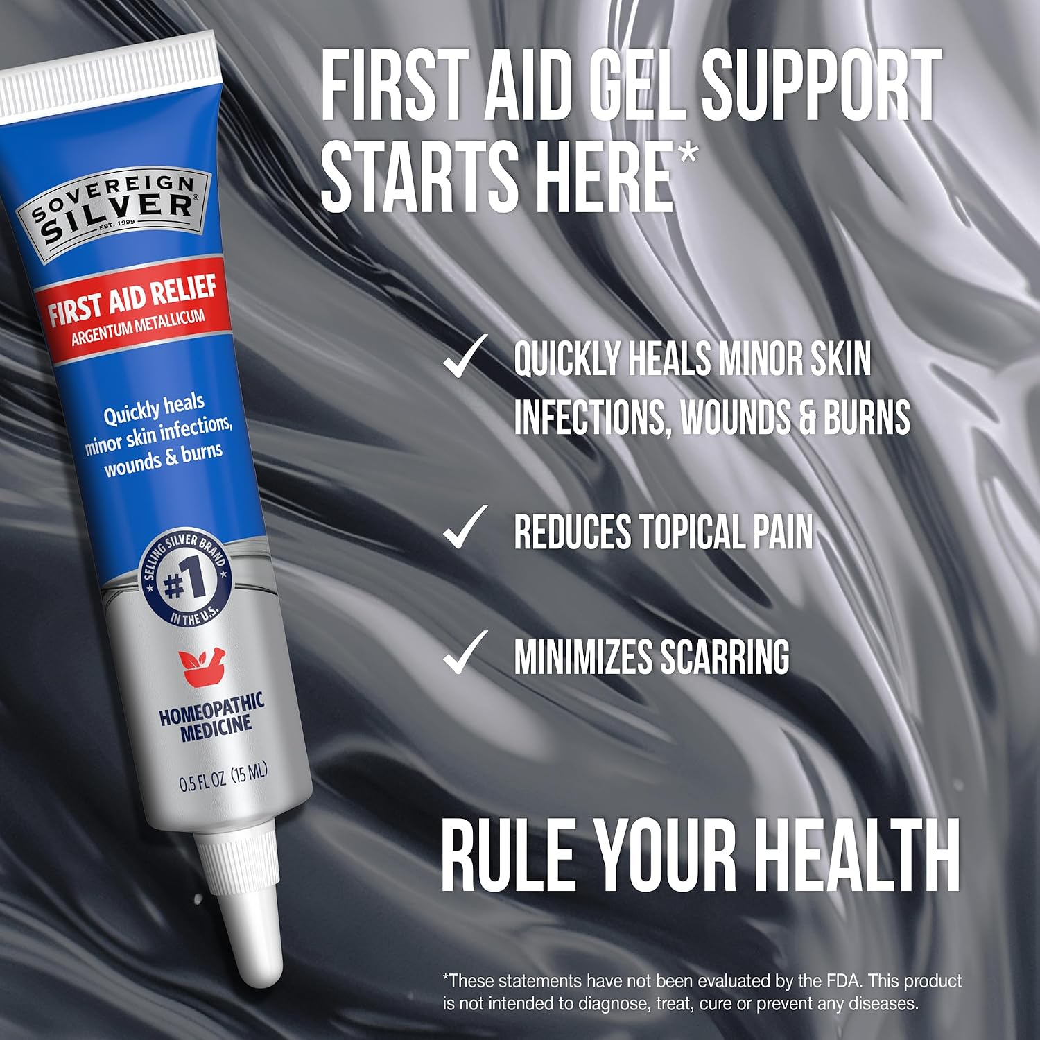 Sovereign Silver Colloidal Silver Gel, Wounds & Burns, 2 fl oz (59 mL) | Argentum Metallicum Topical Skin Care for Minor Skin Infections