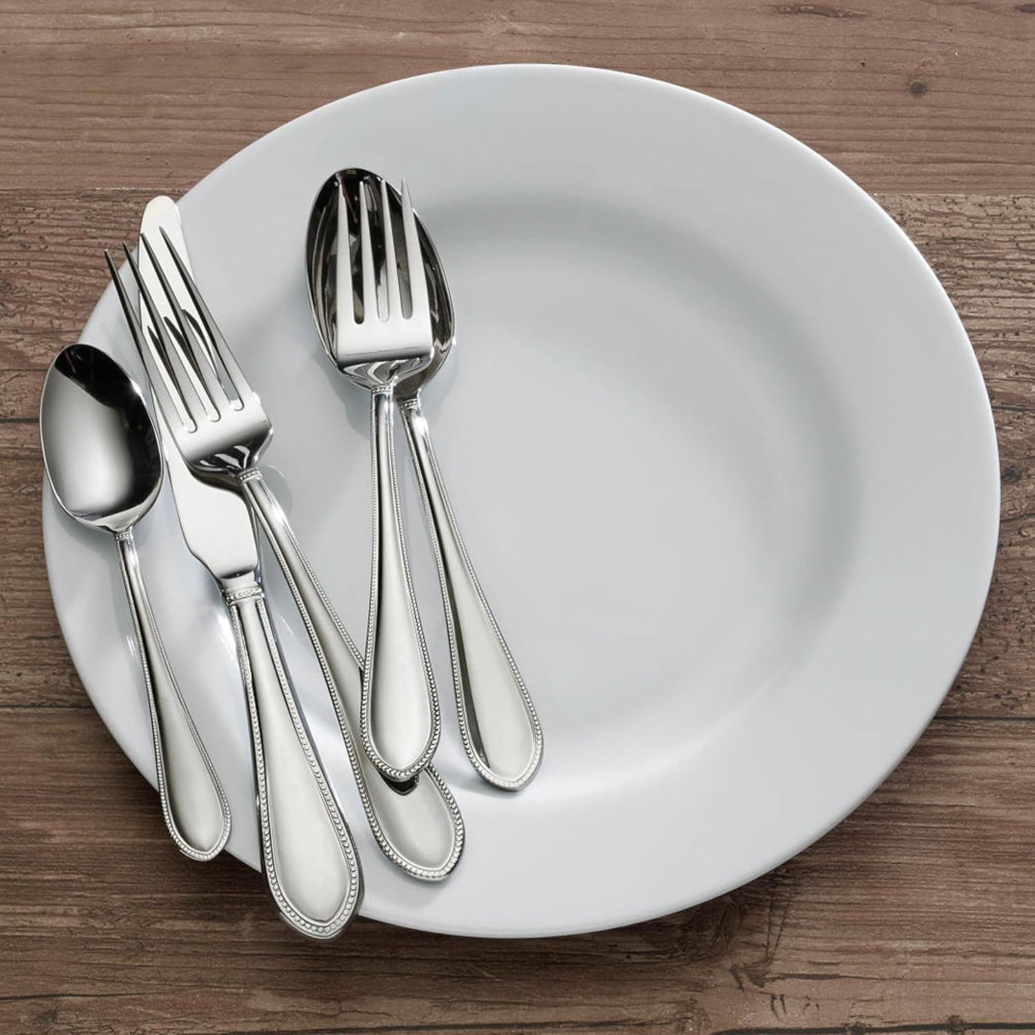 Mikasa, Virtuoso Frost Flatware Service for 12, 65 Piece Set, 18/10 Stainless Steel, Silverware Set with Serving Utensils