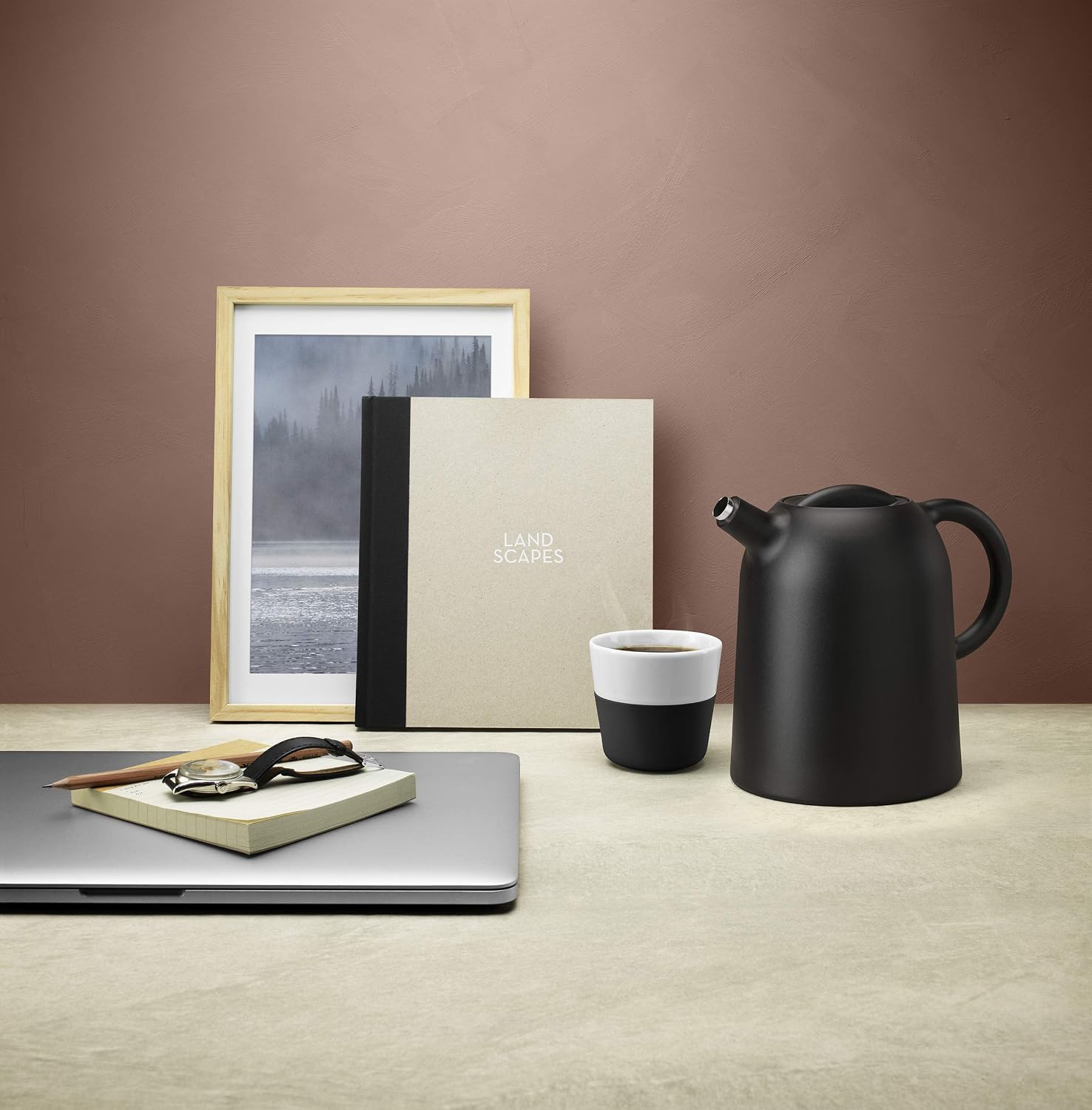 Eva Solo | 2 Lungo Tumbler Mugs | 8 oz Porcelain Coffee Cup Tumblers with Silicone-coated Grip | Danish Design, Functionality & Quality | Black