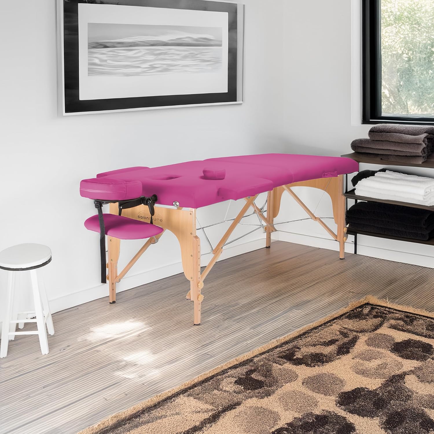 Saloniture Professional Portable Folding Massage Table with Carrying Case - Black