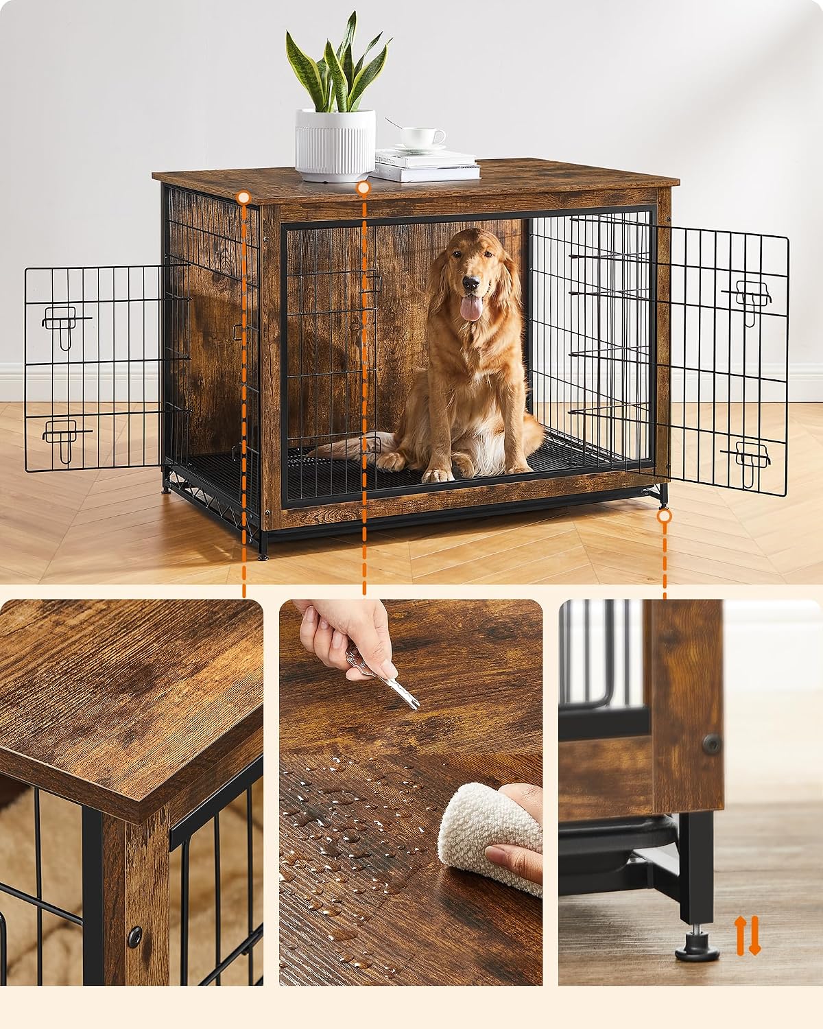 Feandrea 27.2" Dog Crate Furniture, Indoor Dog Kennel Side End Table