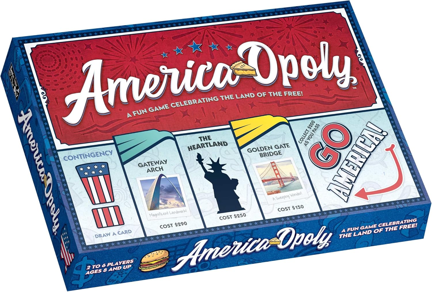 Late for the Sky America-Opoly Family Board Game – USA Travel Property Trading, 2–6 Players, Ages 8+, Party Strategy Game for Kids and Adults