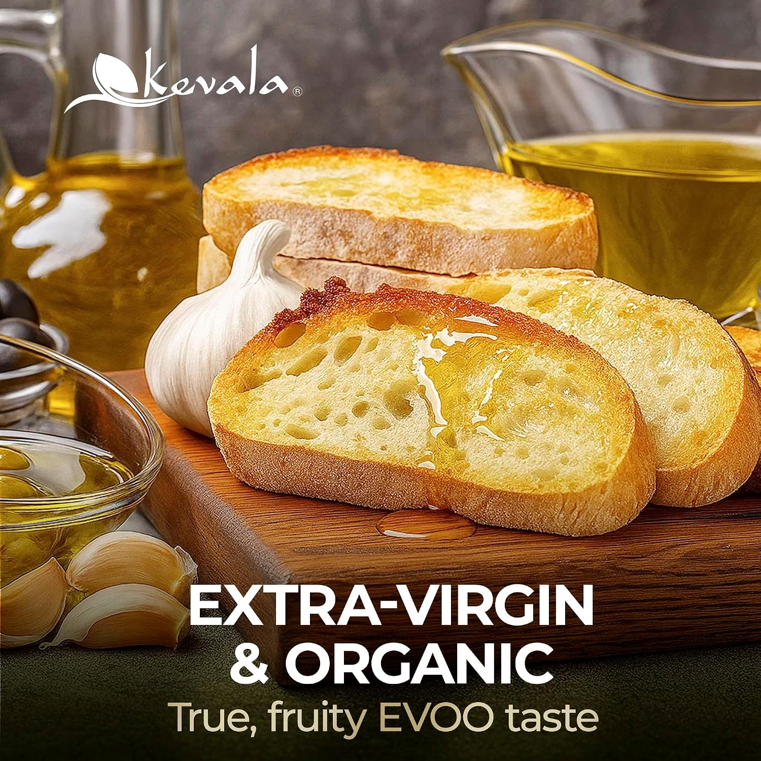 Kevala Extra Virgin Organic Olive Oil - 1/2 gal, Unrefined Cooking Oil | 64 oz, Cold Pressed, No Preservatives, Made with Selected Fresh Olives, Natural Kitchen Pantry Essential, Easy Storage