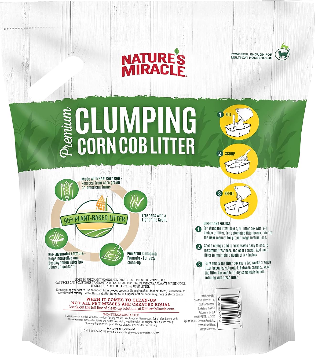 Nature's Miracle Premium Clumping Corn Cob Litter, Tough Odor Bio-Enzymatic Formula, Dust Free