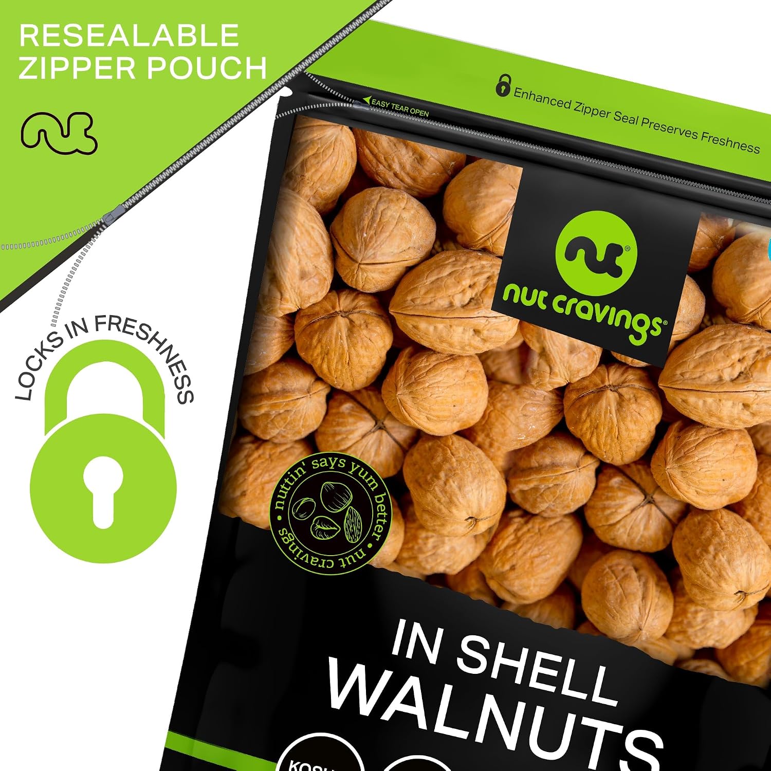 NUT CRAVINGS - Raw Walnuts In Shell, Whole, (80oz - 5 LB)