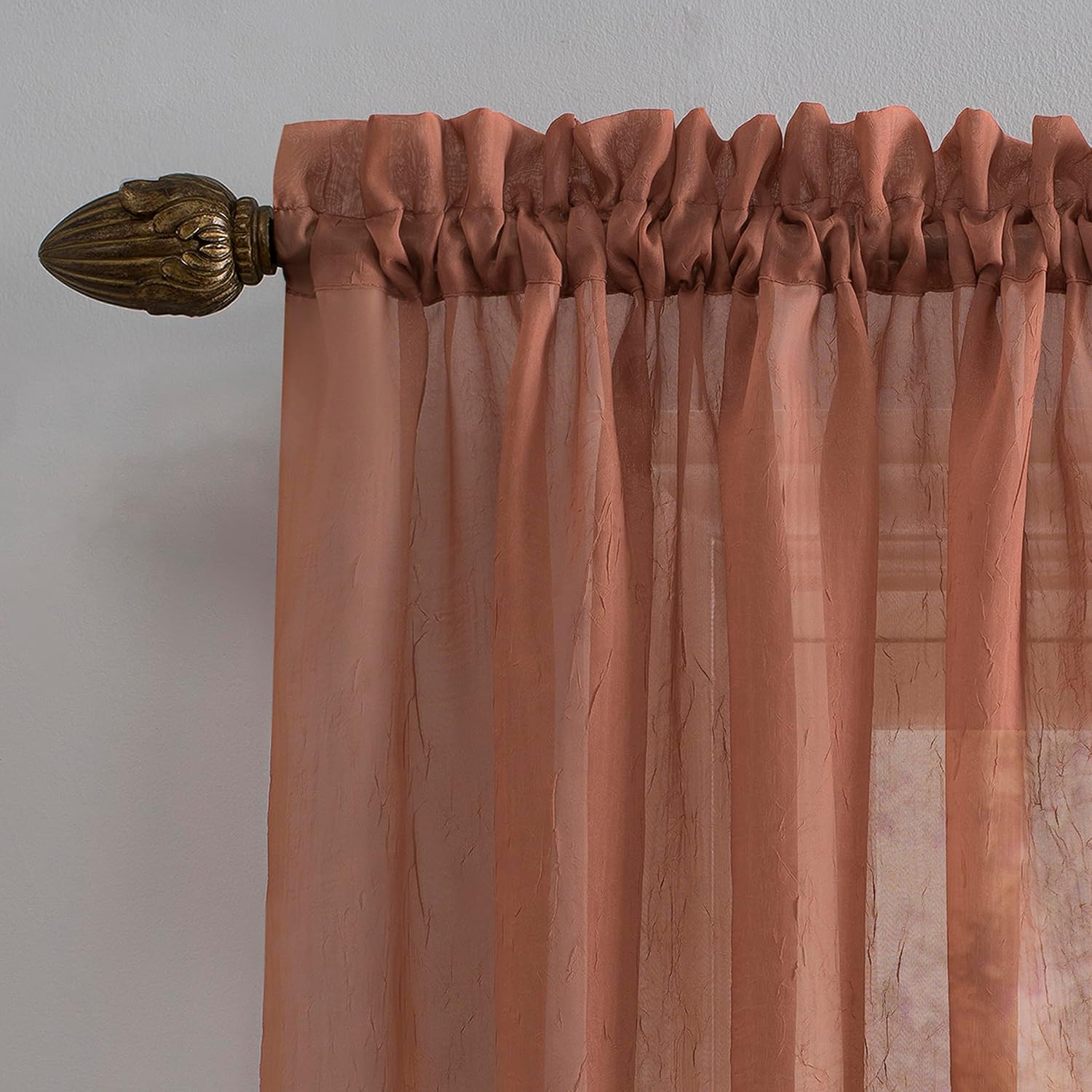 No. 918 Erica Crushed Sheer Voile Rod Pocket Curtain Panel, 51" x 108", Eggshell Off-White