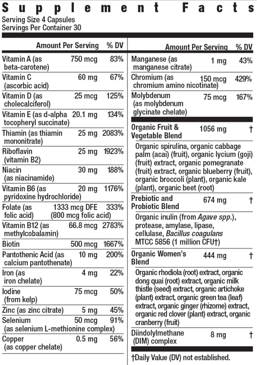 Rainbow Light Womens Multivitamin One + | 60 Caplets | Supports Energy & Antioxidant Health | Real Food Nutrients, Digestive Enzymes & Probiotics