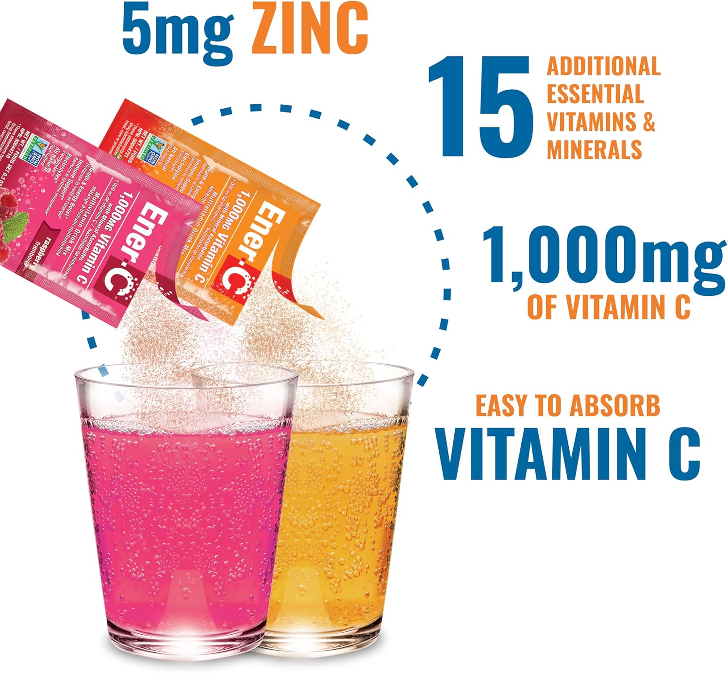 Ener-C Multivitamin Drink Mix, Electrolytes Powder - Raspberry, 30 Count | Vitamin Packets for Water, Vitamin Drink Mix, Hydration Liquid Mix, Immune Booster for Adults, Healthy Energy