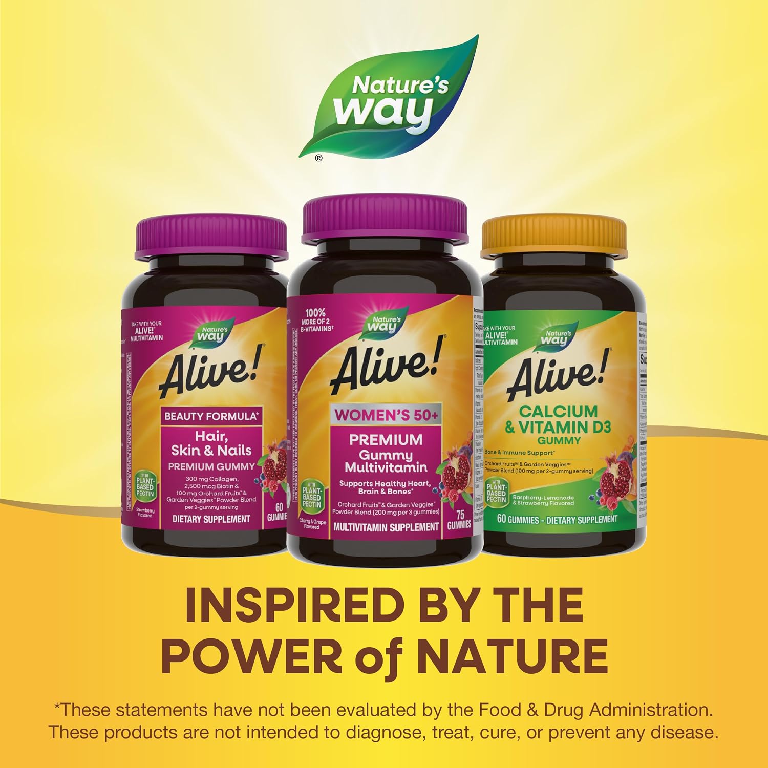 Nature's Way Alive! Premium Women's 50+ Gummy Multivitamin, 75 ct | 16 Nutrients; Grape and Cherry Flavored Gummies with Plant-Based Pectin; Supports Heart, Brain, Immune, Bone, and Eye Health*