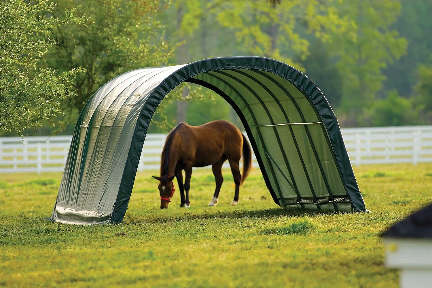 ShelterLogic Peak Style Run-in Shed - Green, 24ft.L x 22ft.W x 12ft.H, Model Number 58542