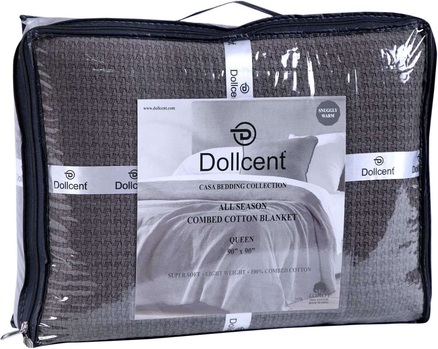 DOLLCENT 100% Cotton Queen Size Blanket for Bed, Premium Soft Combed Lightweight Blankets, Washed Breathable Cozy Bed Throw Blanket, Ivory Queen Cotton Blankets for All Season: Ivory (90"x90")