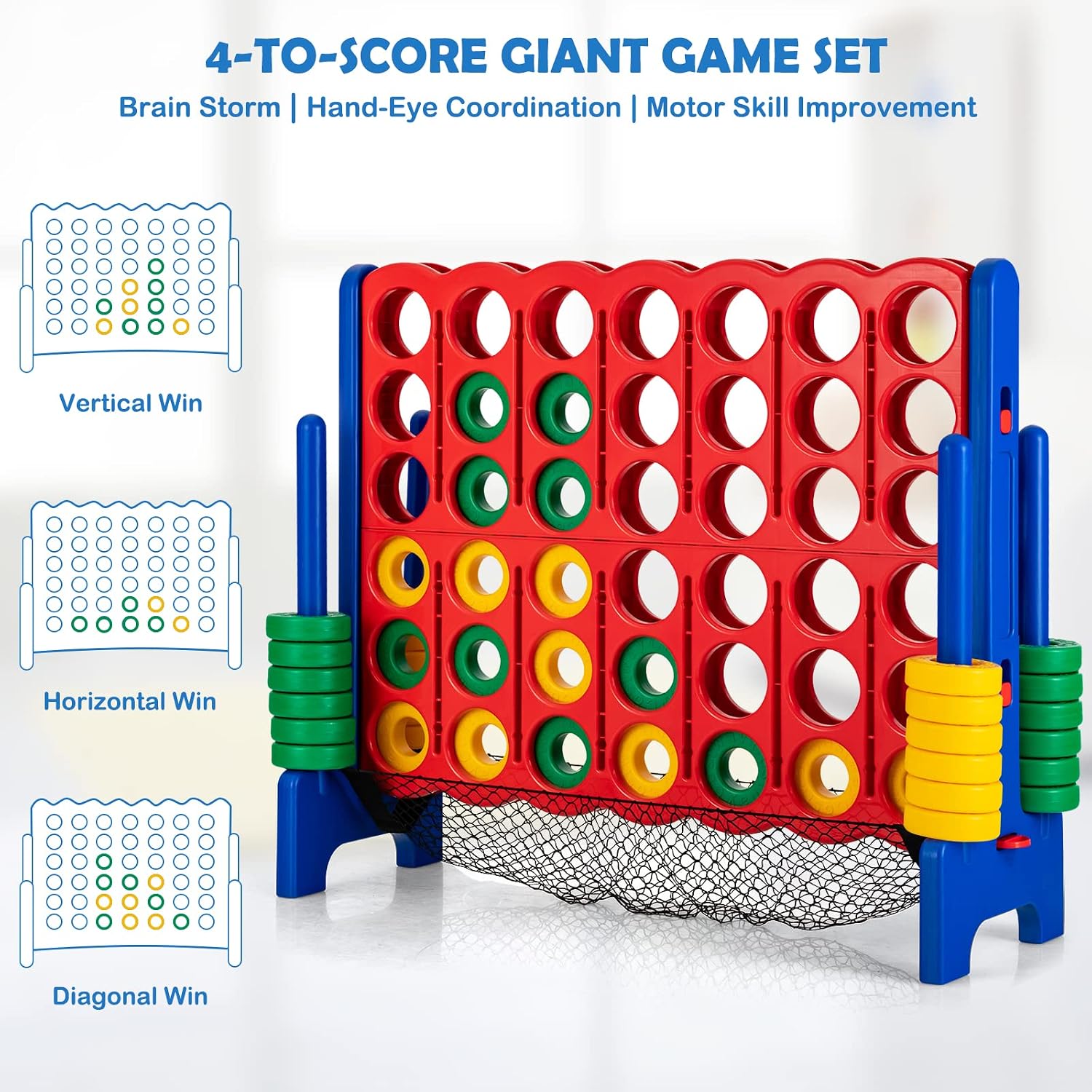 Costzon Giant 4-in-A-Row, Jumbo 4-to-Score Giant Game Set for Kids & Adults, Indoor Outdoor Yard Connect Game